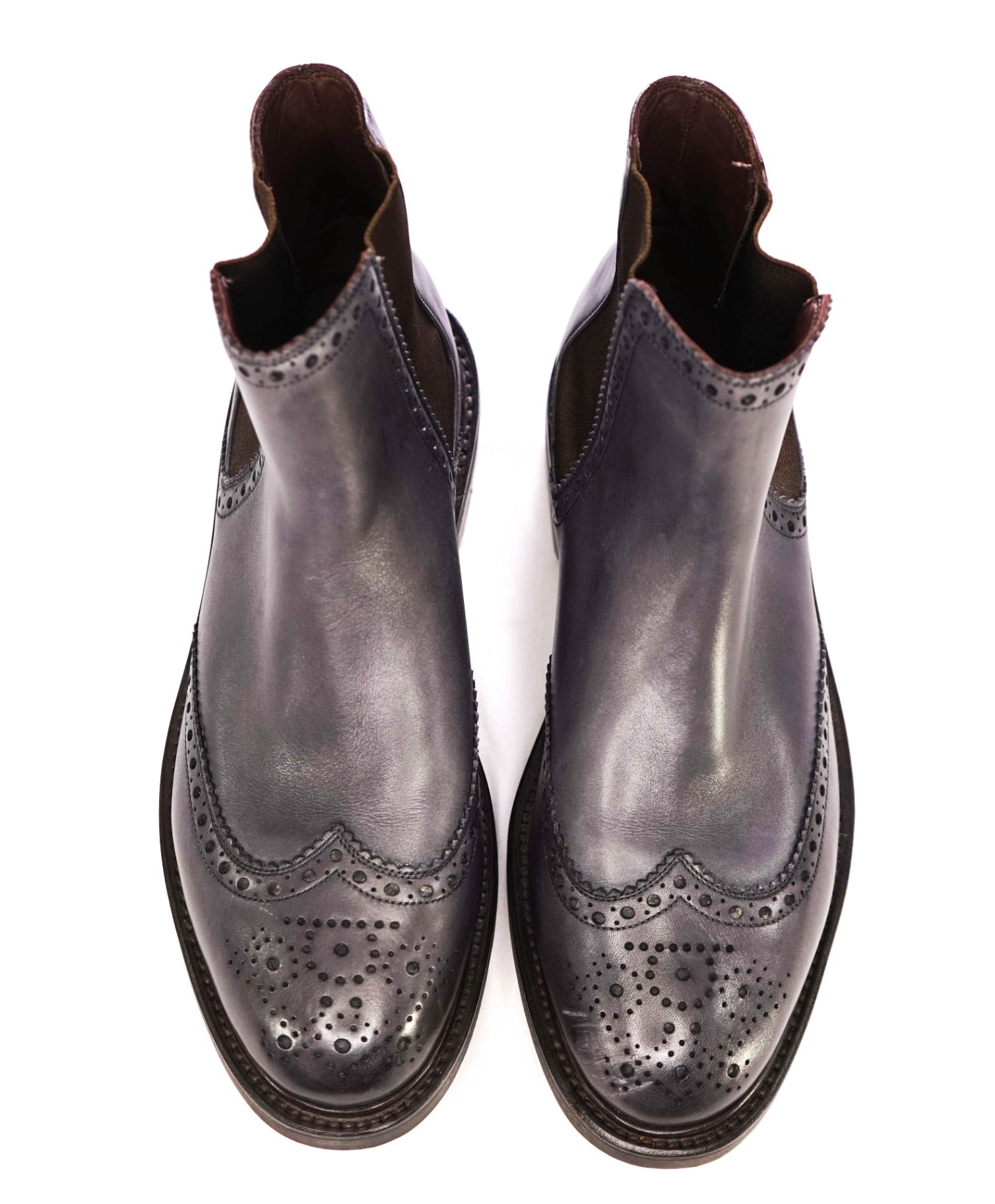 $1,190 Salvatore Ferragamo "TRAMEZZA" Navy Ankle Boots Leather 9 EE