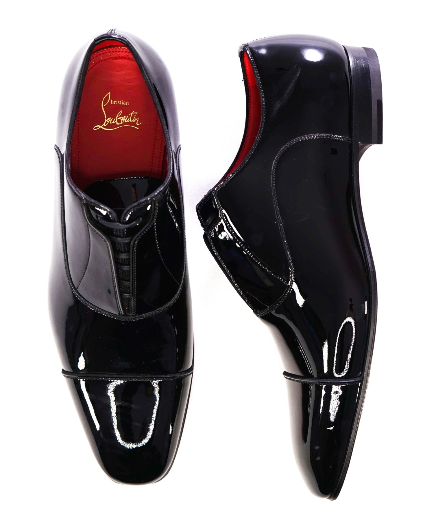 $1,100 Christian Louboutin Black "GREGHOST" Patent Oxfords US 10 (43EU)
