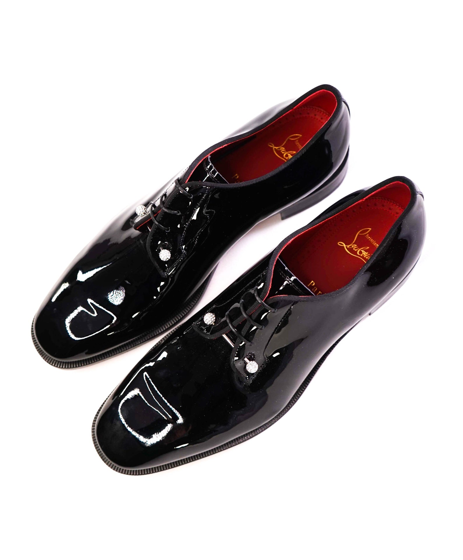 $1,295 Christian Louboutin "Chambeliss Night Strass" Patent Oxfords US 9.5 (42.5 EU)