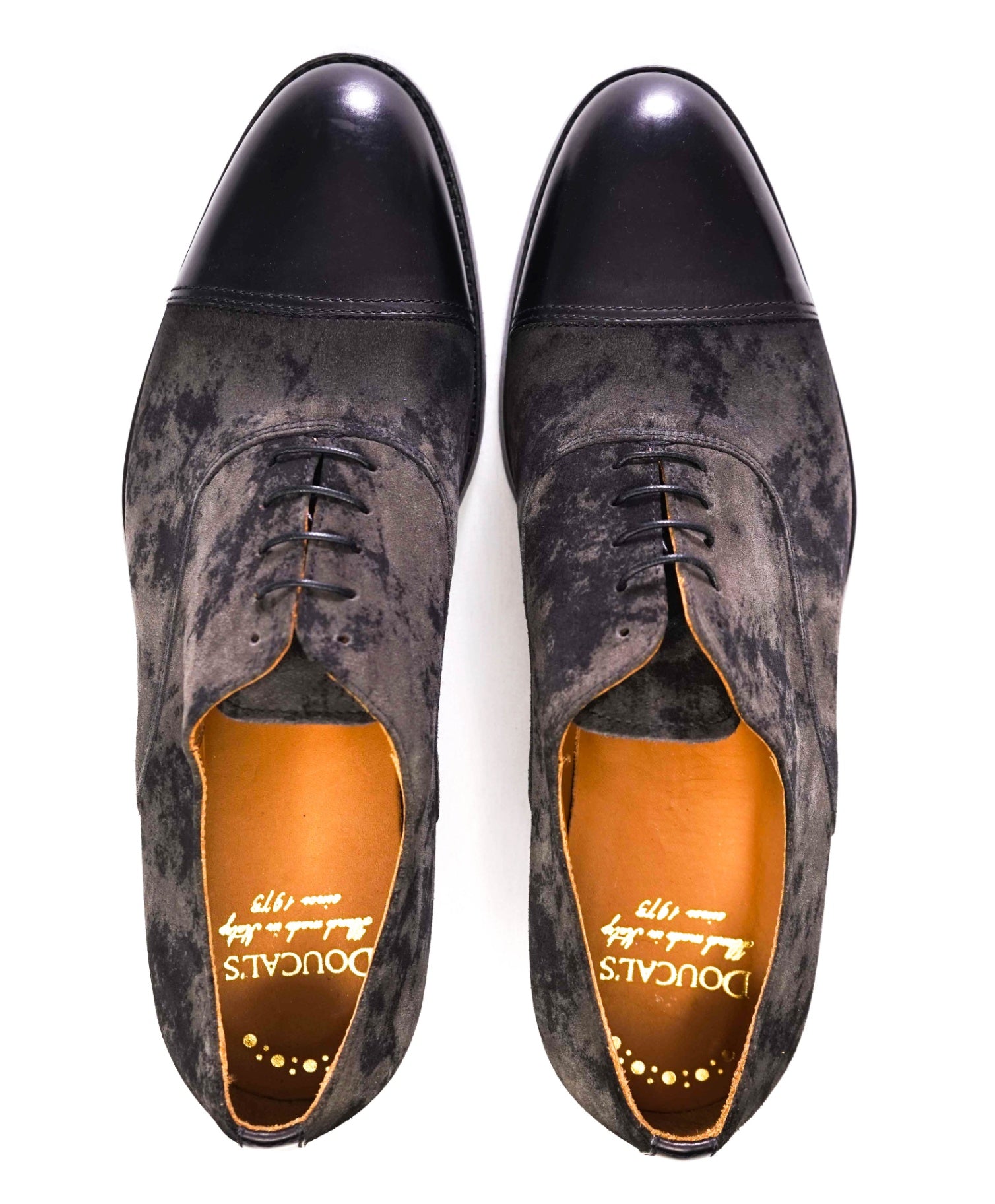 $790 Doucal's Mixed-Media Black Santoni Marble Oxfords US 10 (43EU)