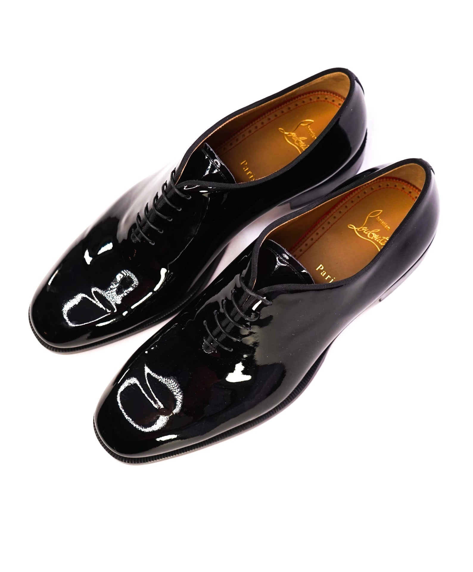 $1,145 CHRISTIAN LOUBOUTIN - *CORTEO* Black Patent Leather Oxfords US 10 (43EU)
