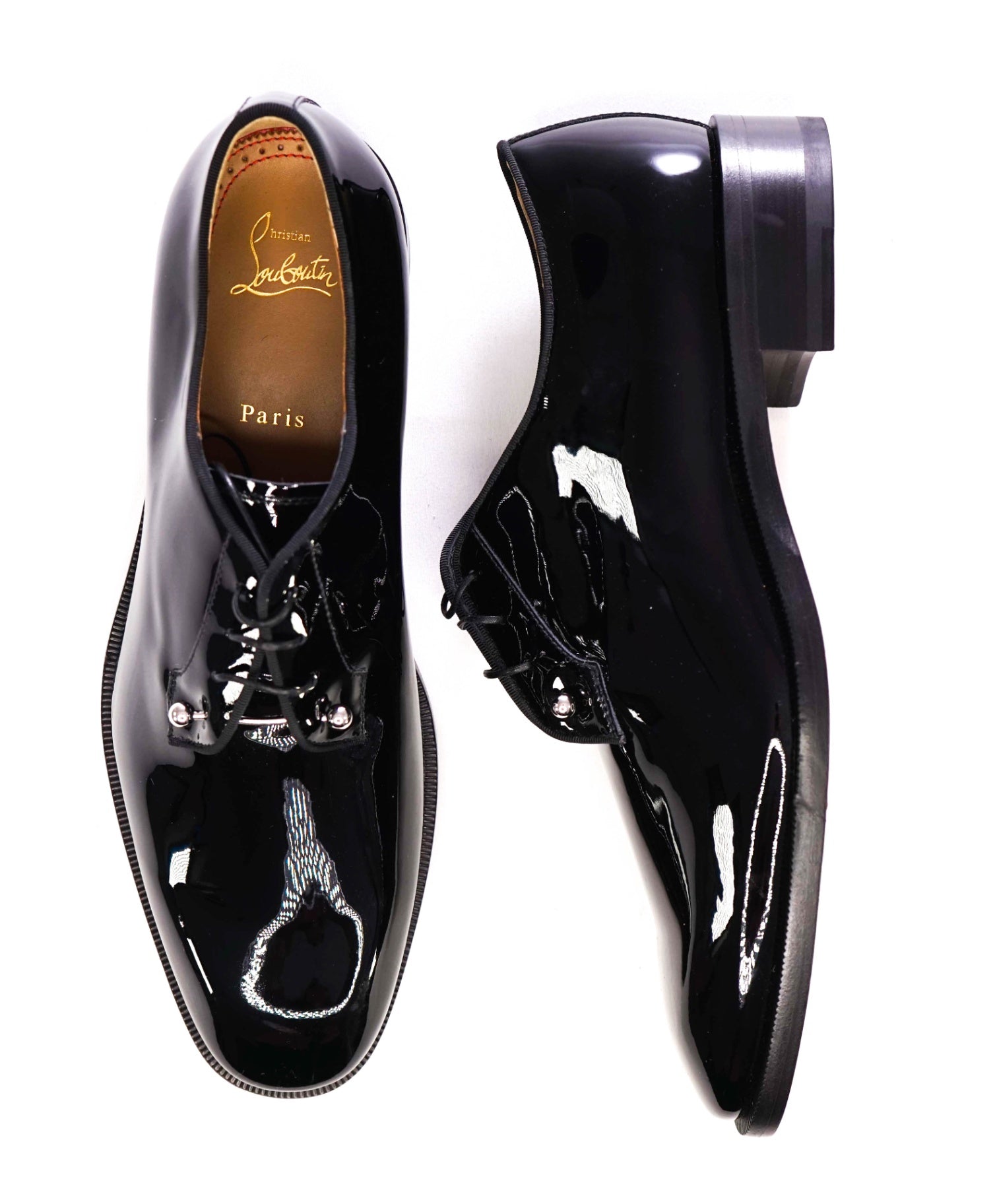 $1,250 Christian Louboutin "Chambeliss" Black Patent Oxfords US 10 (43EU)
