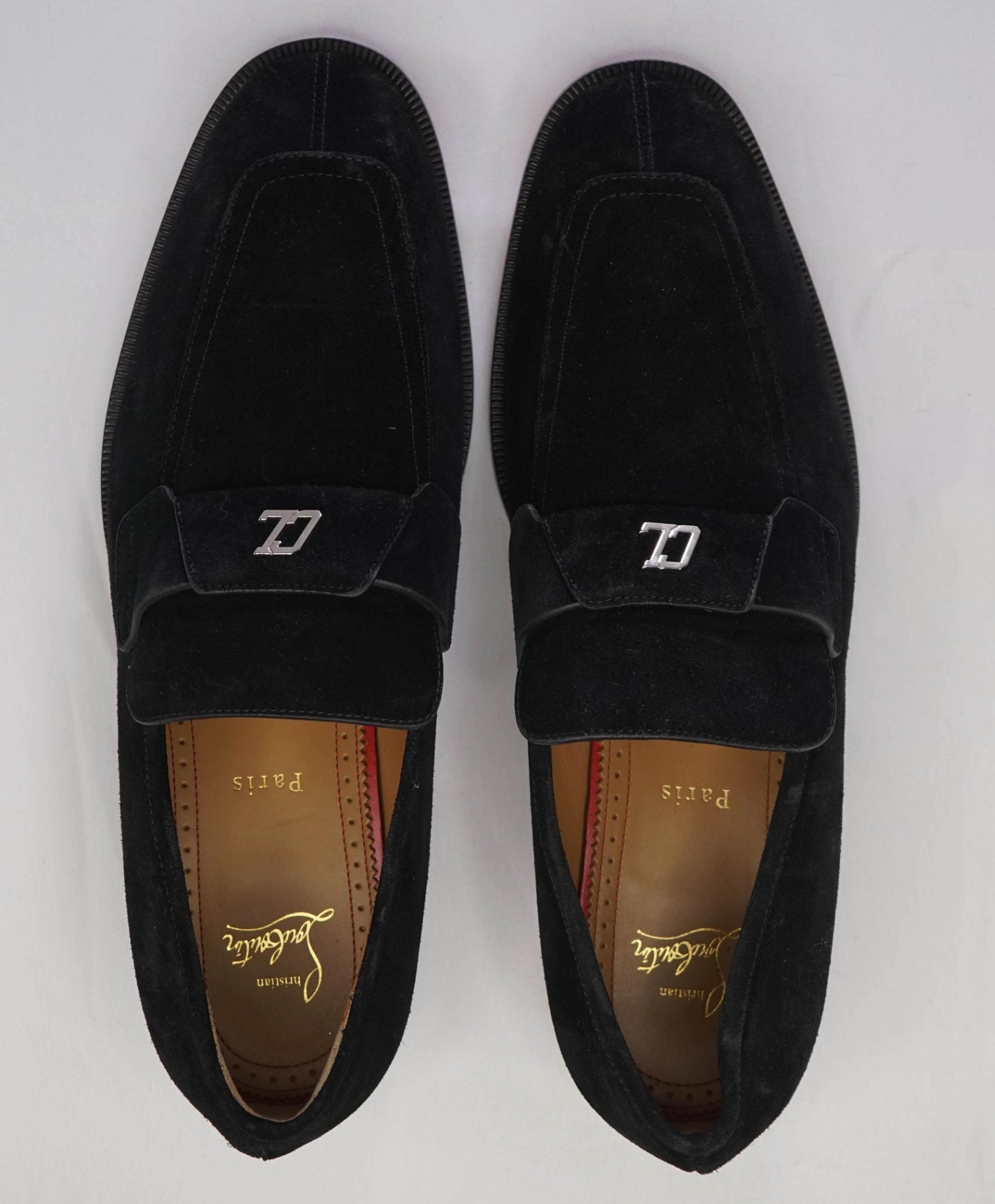 $1,100 CHRISTIAN LOUBOUTIN - *VARSIMOC* Black Leather Loafers US 10 (43EU)