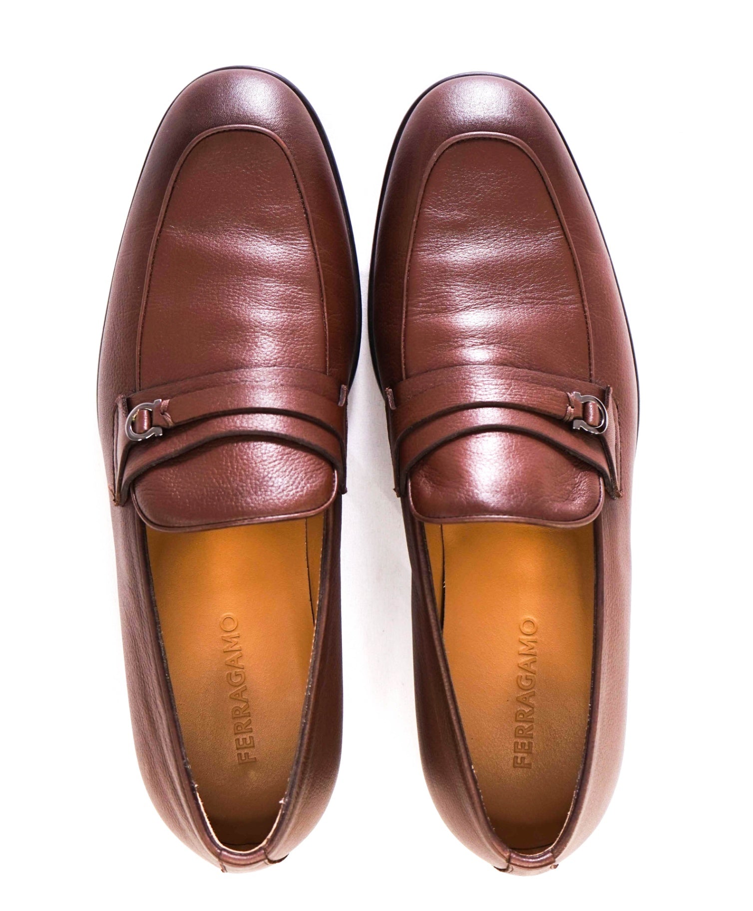 $950 Ferragamo "DESIO" Brown Leather Loafers 11 EE