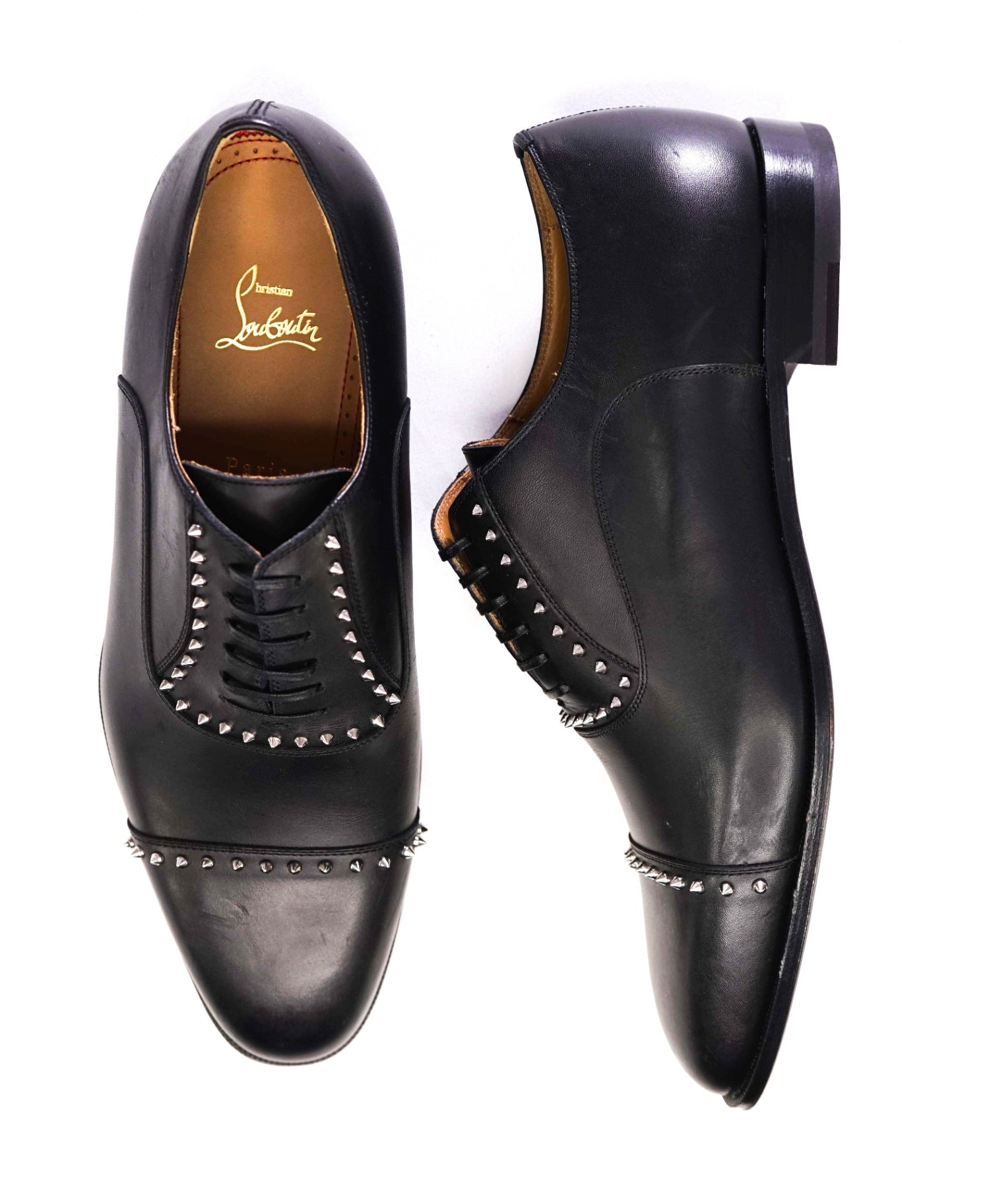 $1,200 CHRISTIAN LOUBOUTIN - *CLOOCLOO* Black Spike Oxfords US 10.5 (43.5EU)