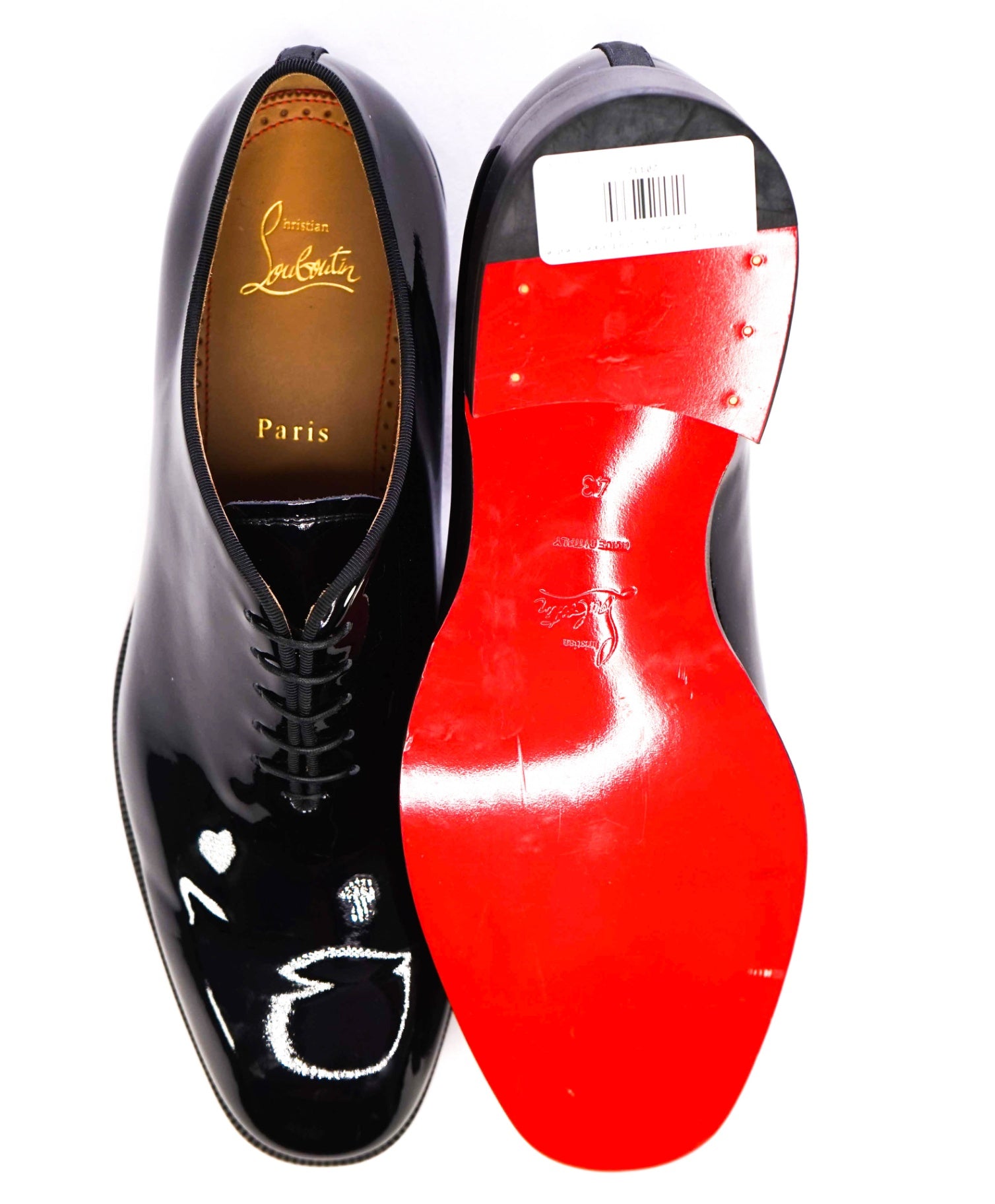 $1,145 CHRISTIAN LOUBOUTIN - *CORTEO* Black Patent Leather Oxfords US 10 (43EU)