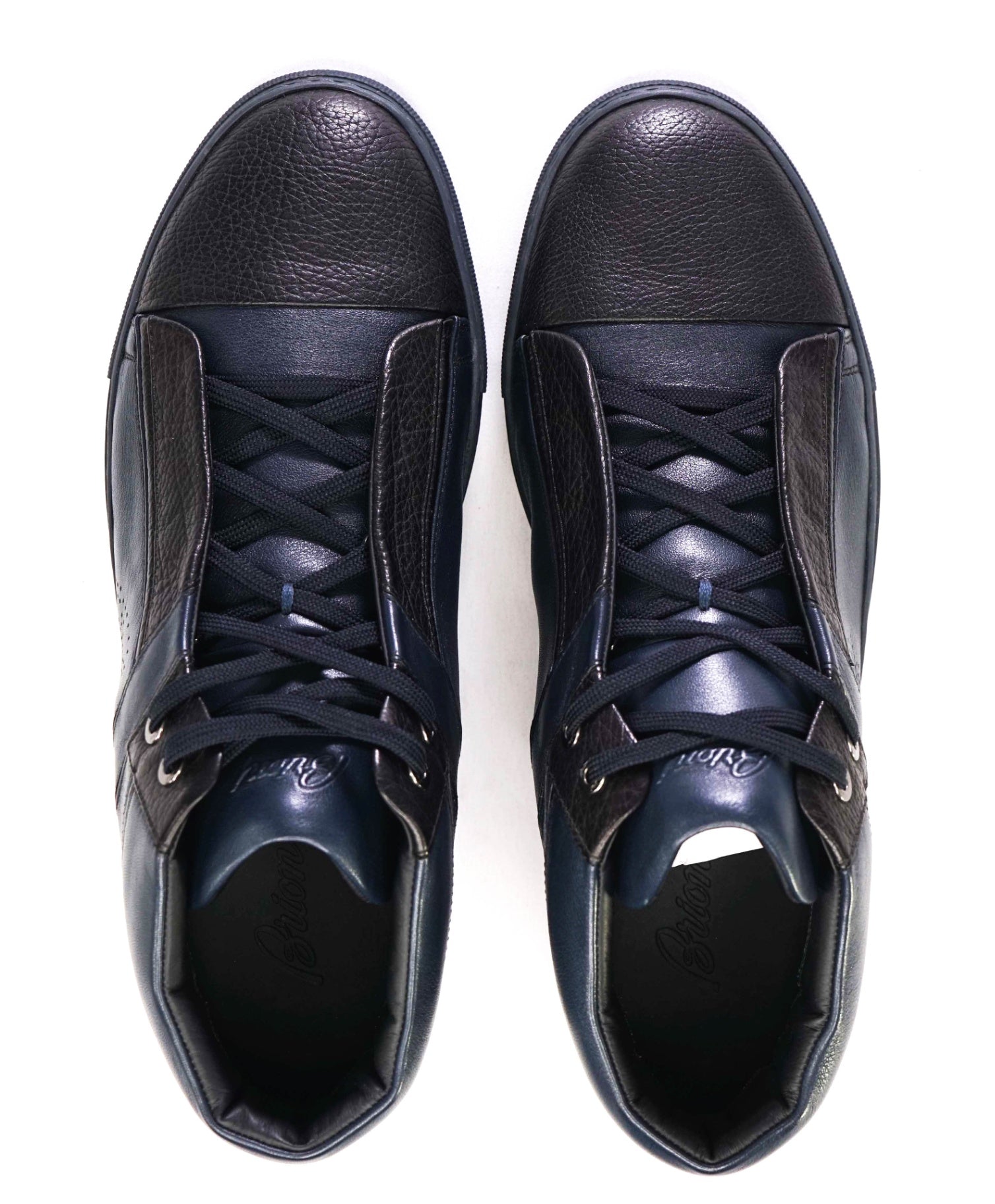$1,100 BRIONI Navy/Black Sneakers Leather Footwear US 9.5 (UK 8.5)