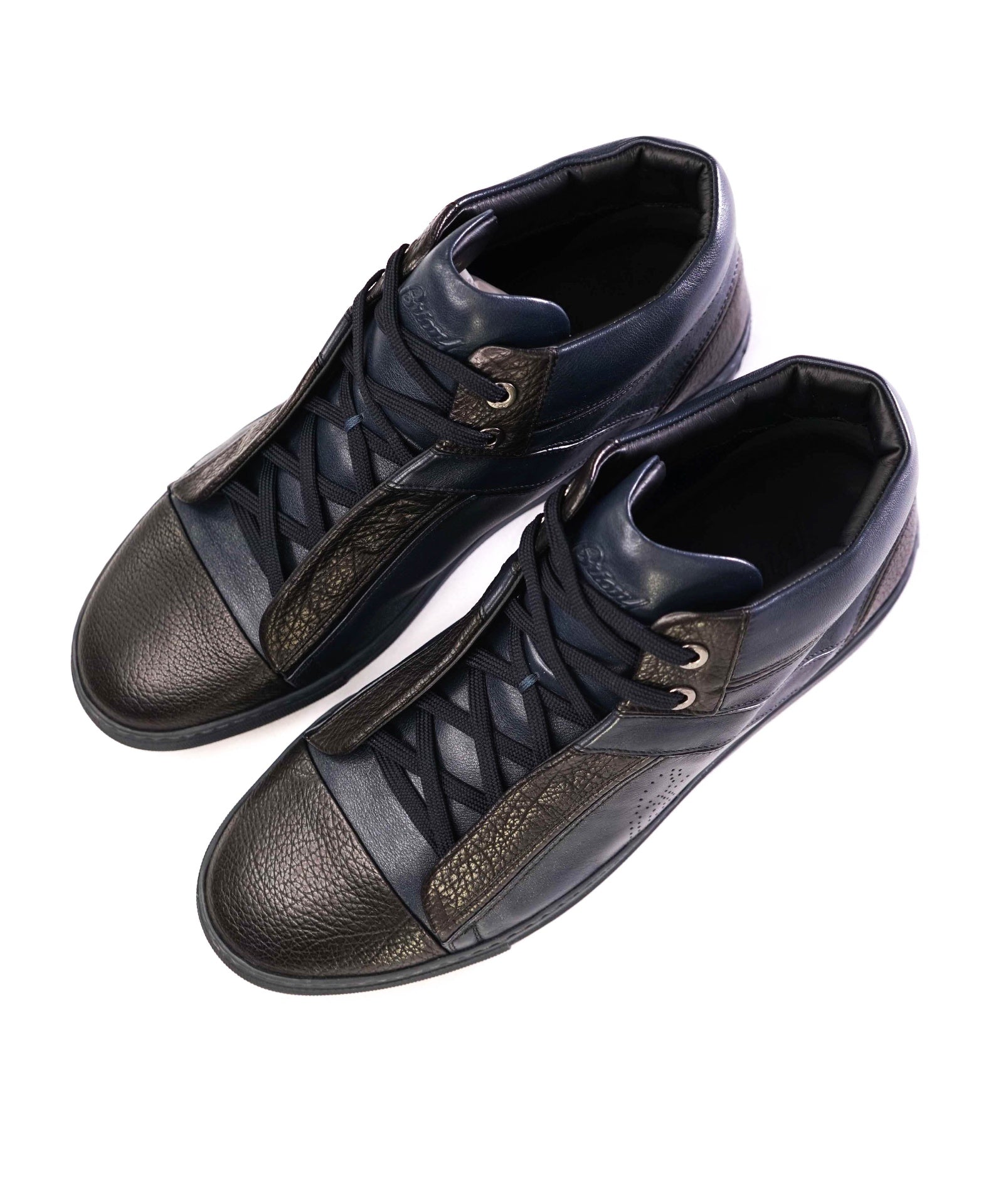 $1,100 BRIONI Navy/Black Sneakers Leather Footwear US 9.5 (UK 8.5)