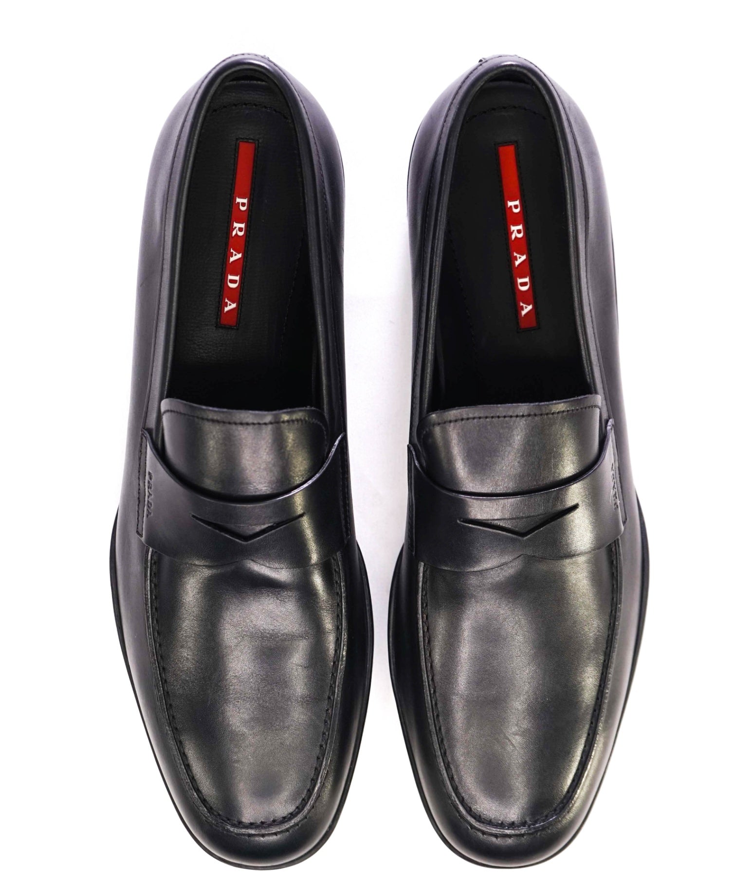 $950 Prada "LINEA ROSSA" Black Loafers Leather US 13 (12UK)