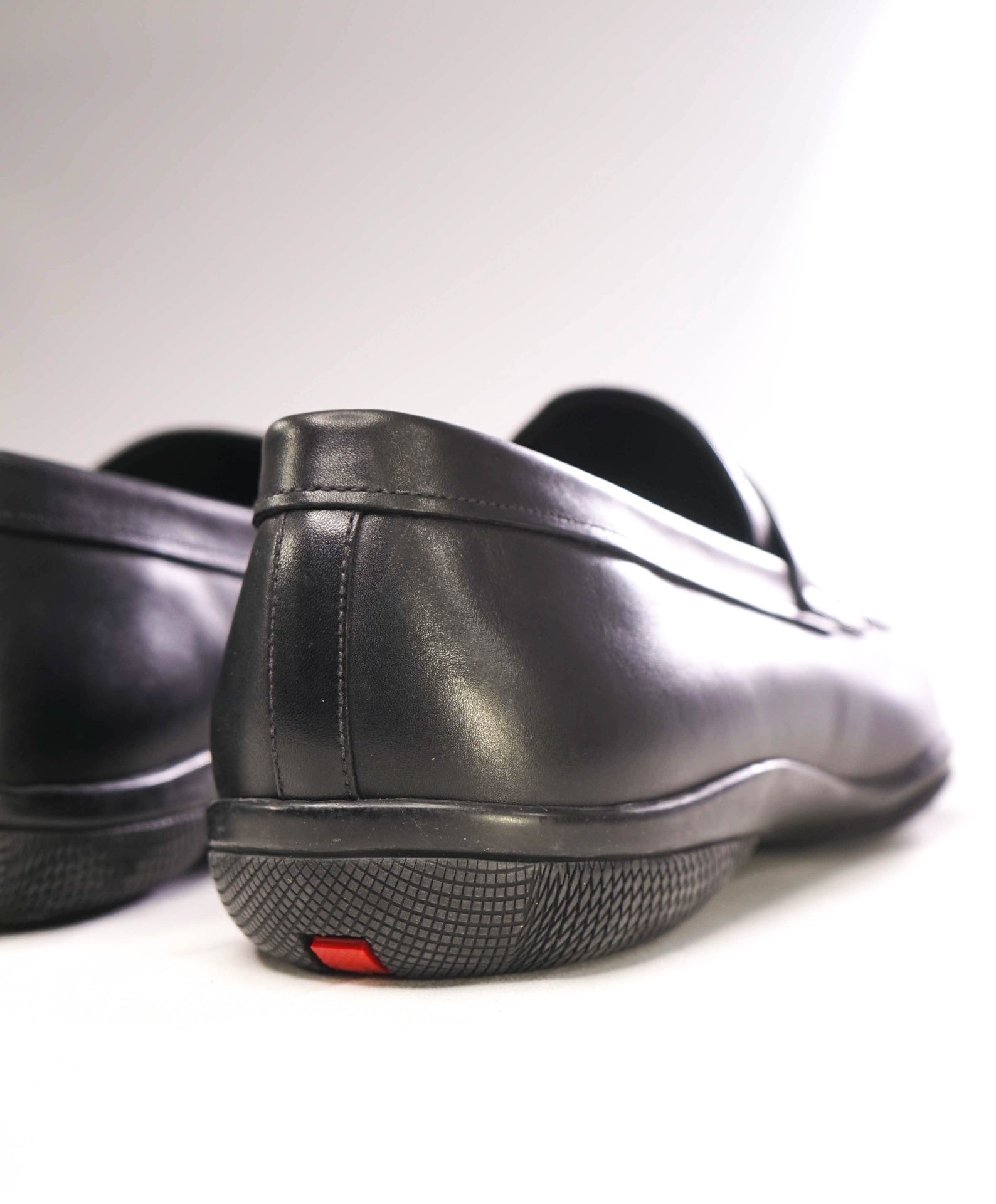 $950 Prada "LINEA ROSSA" Black Loafers Leather US 13 (12UK)