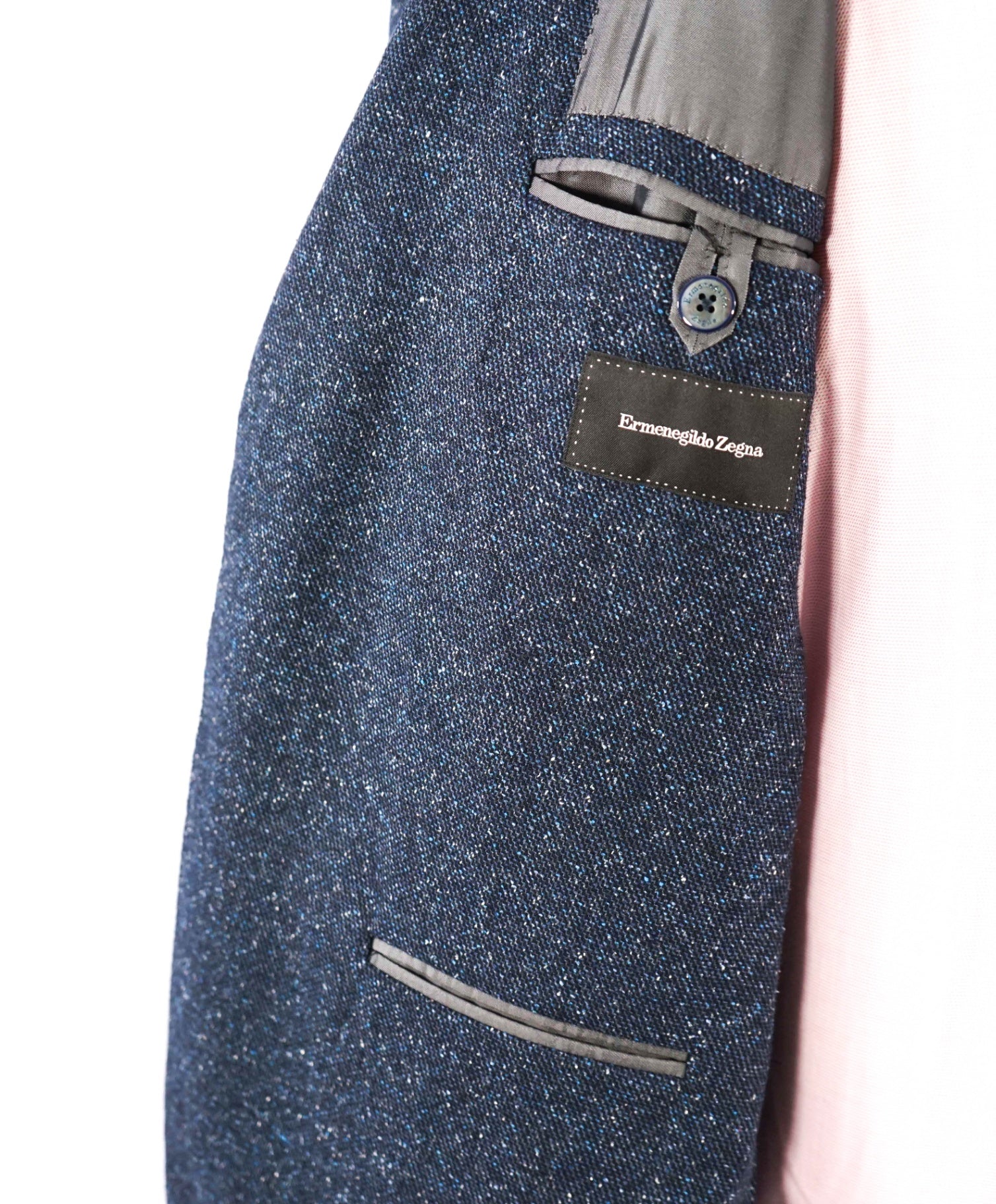 $3,000 Ermenegildo Zegna Navy Fleck Silk/Wool/Cashmere Blazer 46R