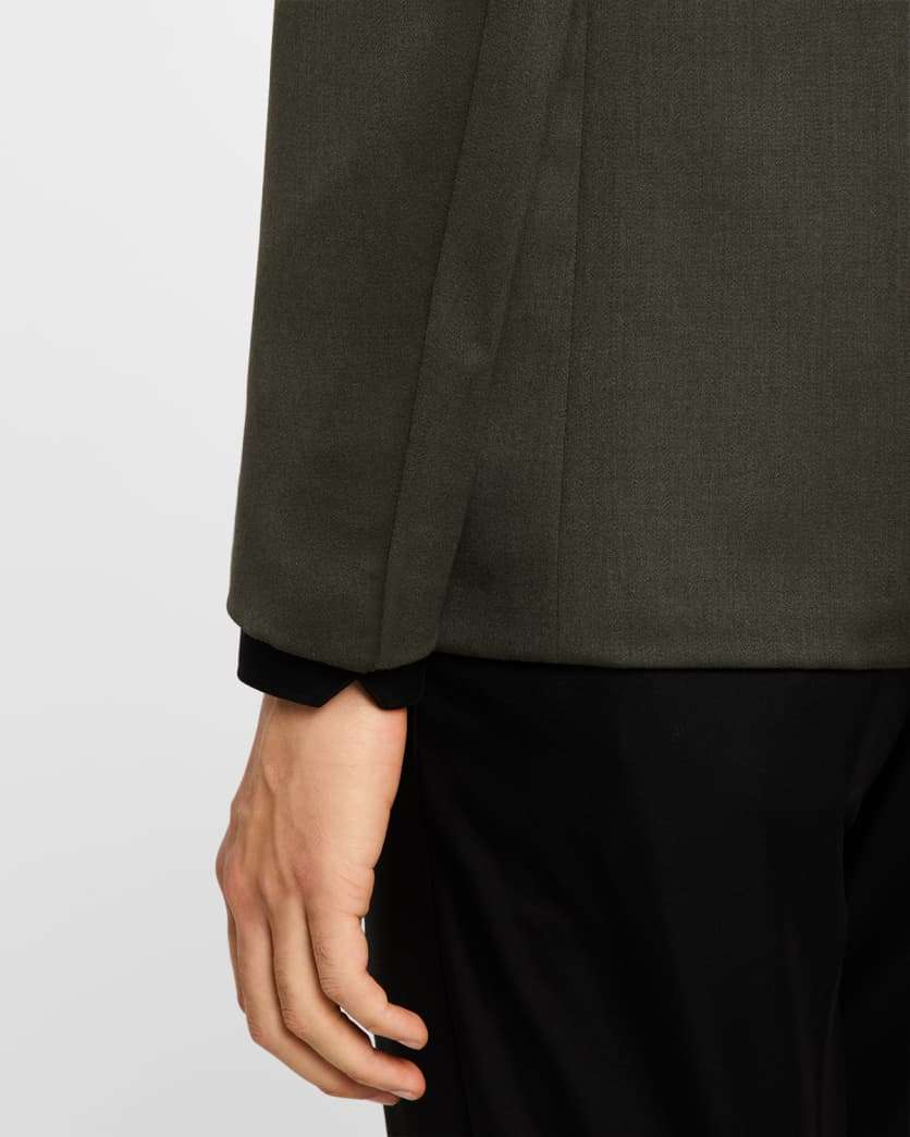$5,400 ISAIA Moss Green Peak Lapel Wool Dinner Jacket Blazer 38R