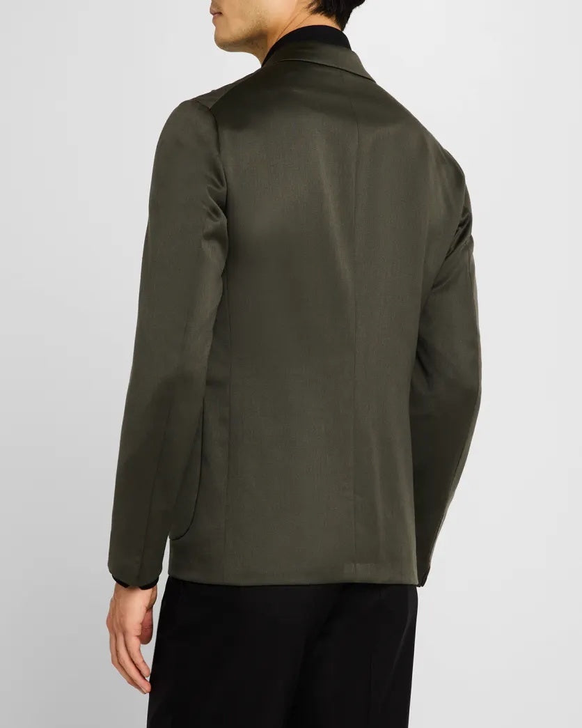 $5,400 ISAIA Moss Green Peak Lapel Wool Dinner Jacket Blazer 38R