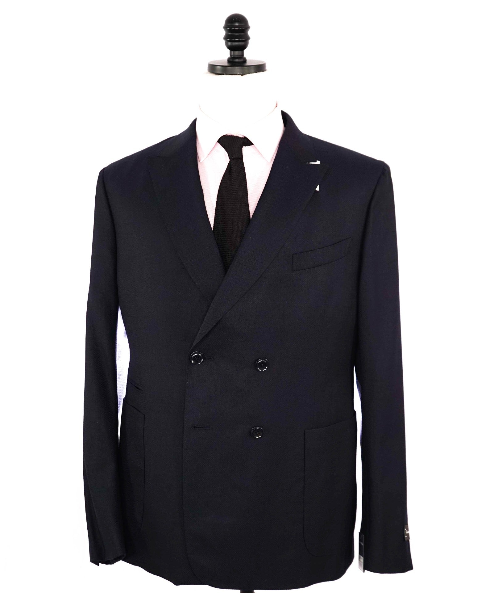 $3,295 ERMENEGILDO ZEGNA Navy Double Breasted Wool/Silk Blazer 44S