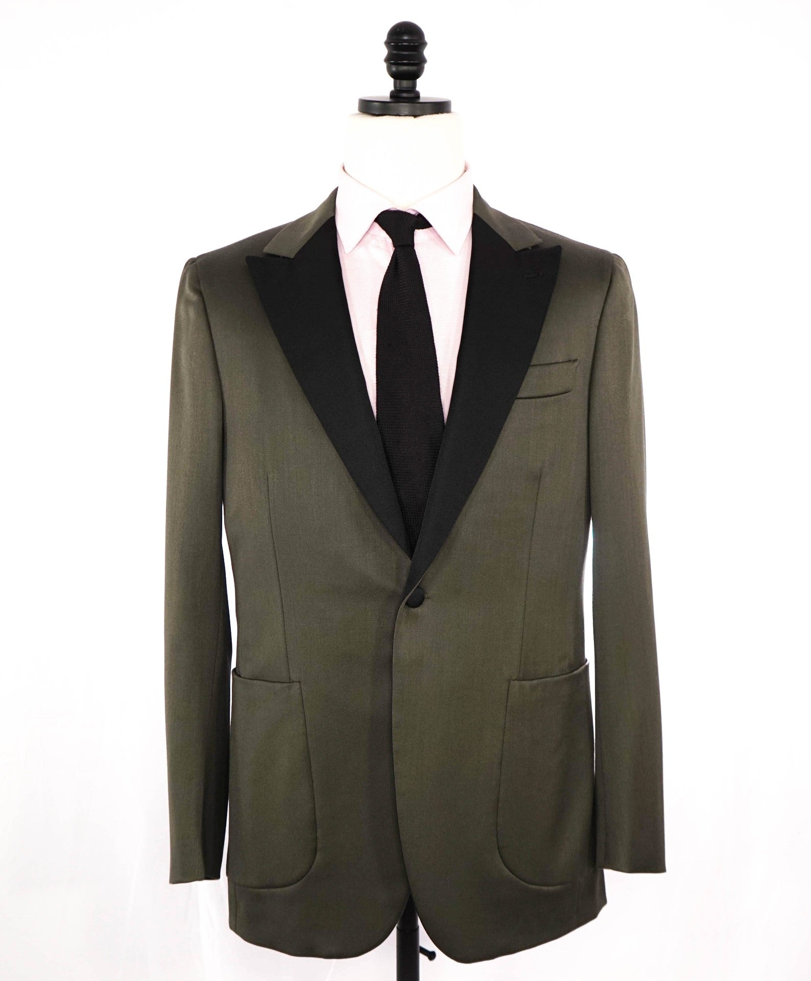$5,400 ISAIA Moss Green Peak Lapel Wool Dinner Jacket Blazer 38R