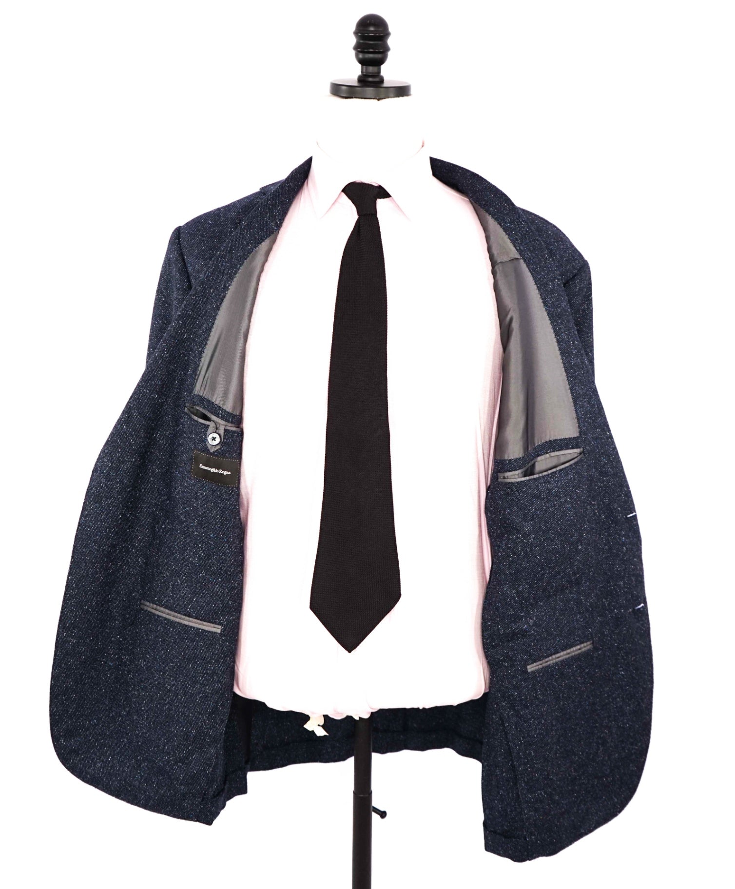 $3,000 Ermenegildo Zegna Navy Fleck Silk/Wool/Cashmere Blazer 46R