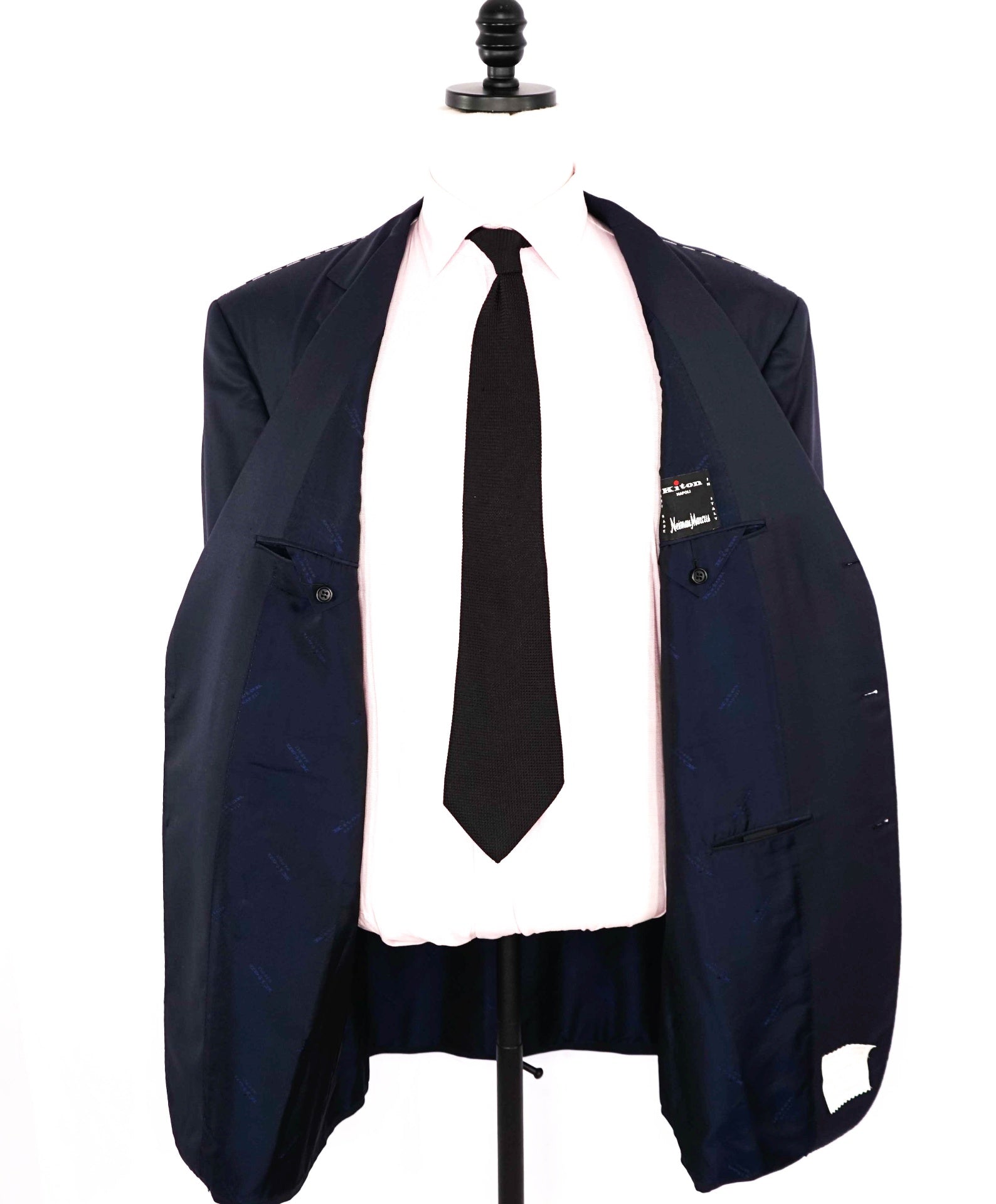 $9,500 KITON Solid Navy Wool Suit 50L