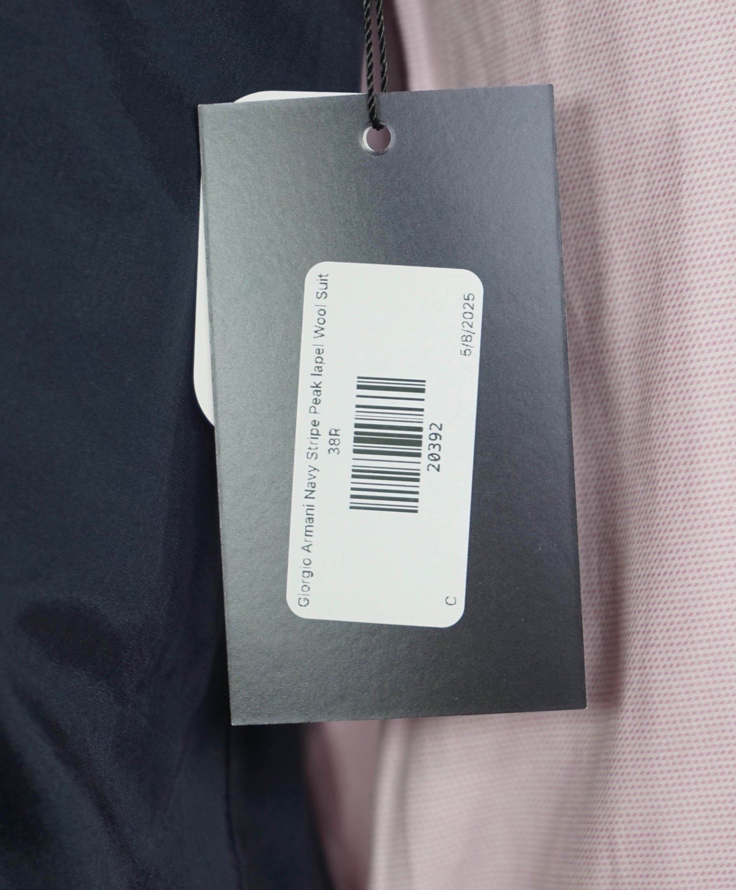 $5,000 GIORGIO ARMANI - "1/1 CUSTOM" Navy Peak Herringbone Suit 38R