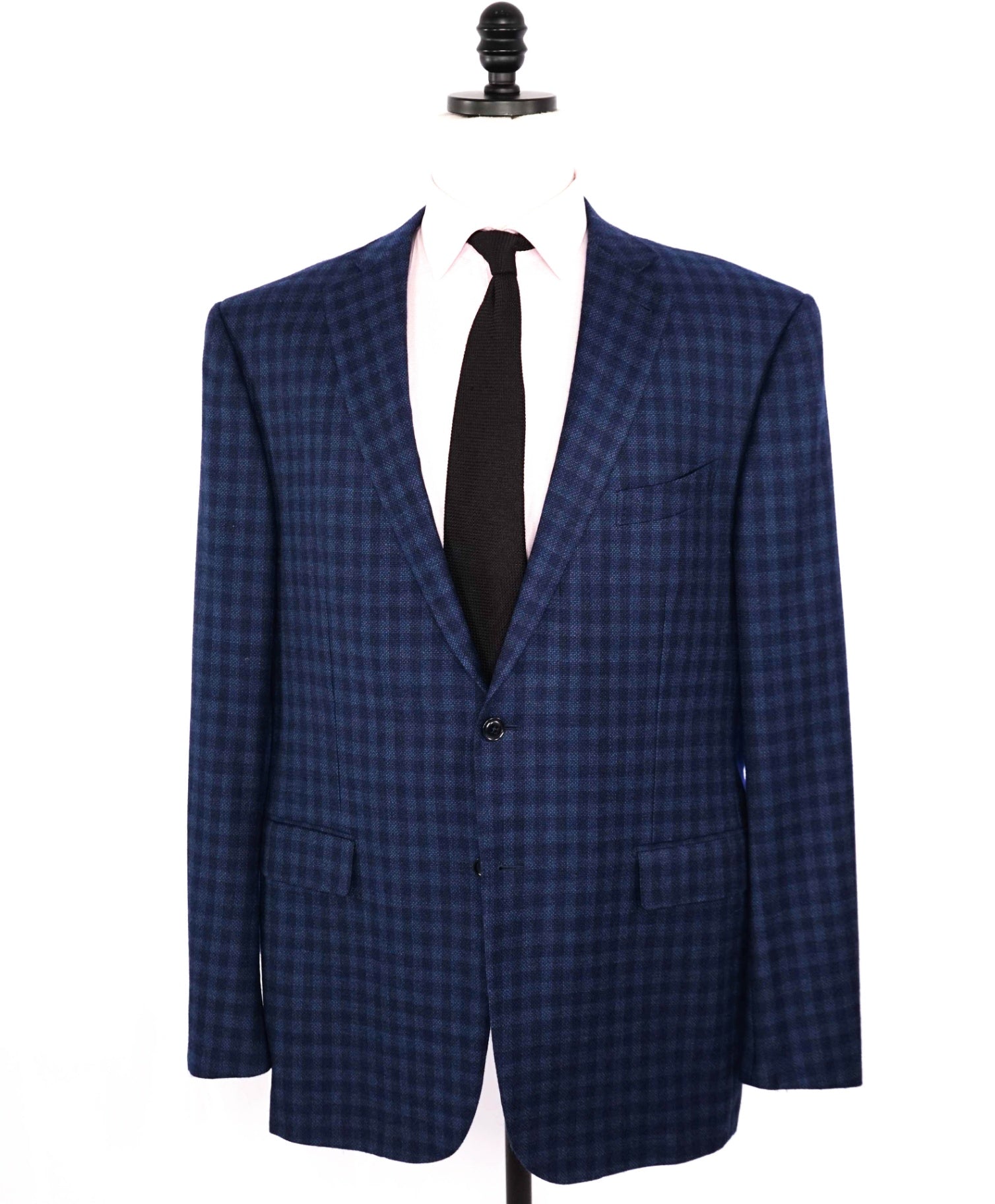 $3,695 ERMENEGILDO ZEGNA -  *Su Misura* Wool/Silk Blue Check Blazer 52L US