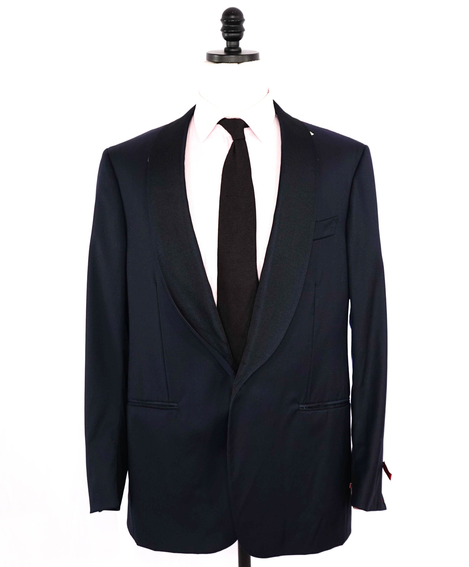 $5,000 Isaia Navy Textured Shawl lapel Wool Tuxedo Suit 44R 8R