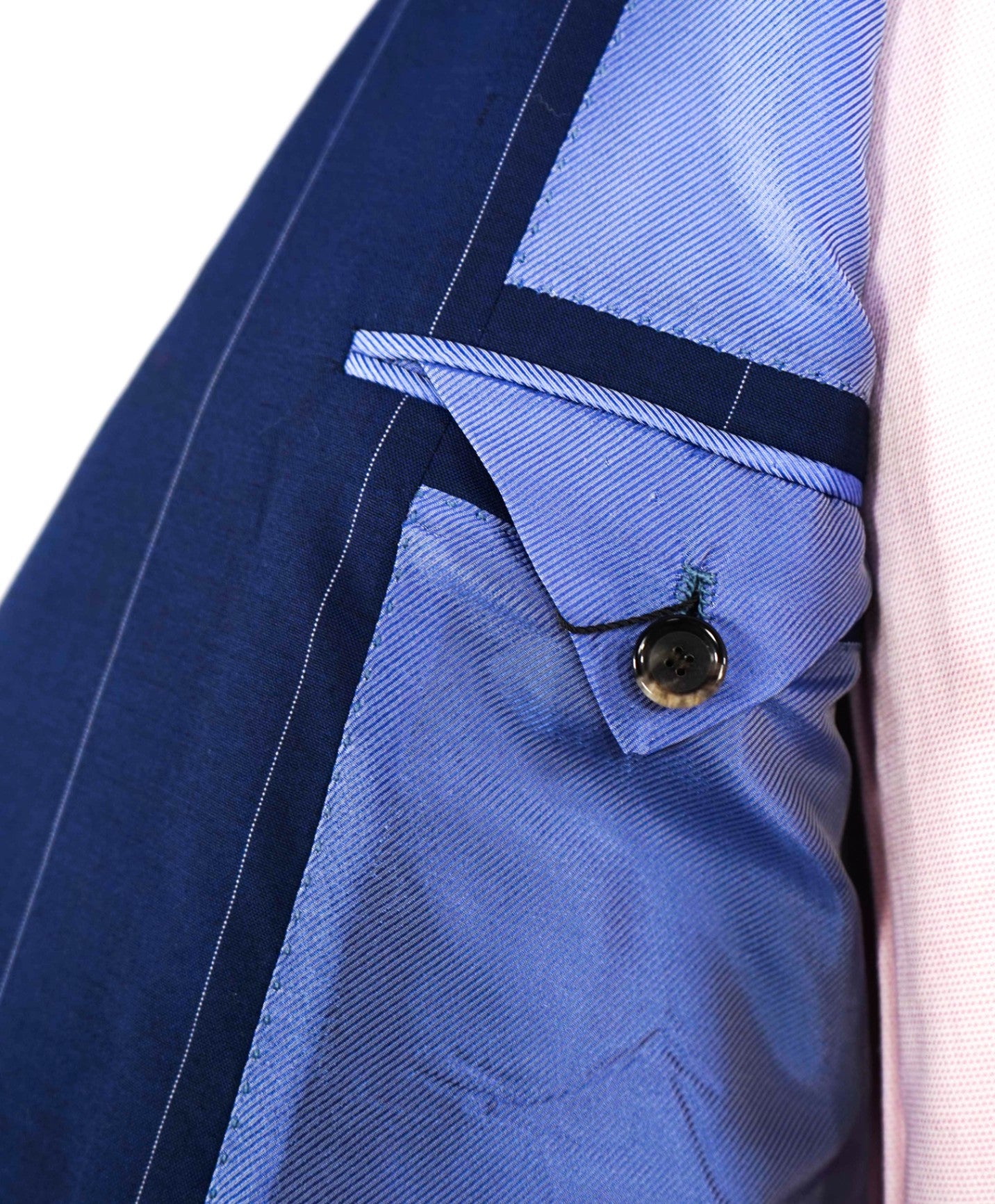 $9,550 Cesare Attolini Navy Blue Chalk Stripe Wool Suit 38R