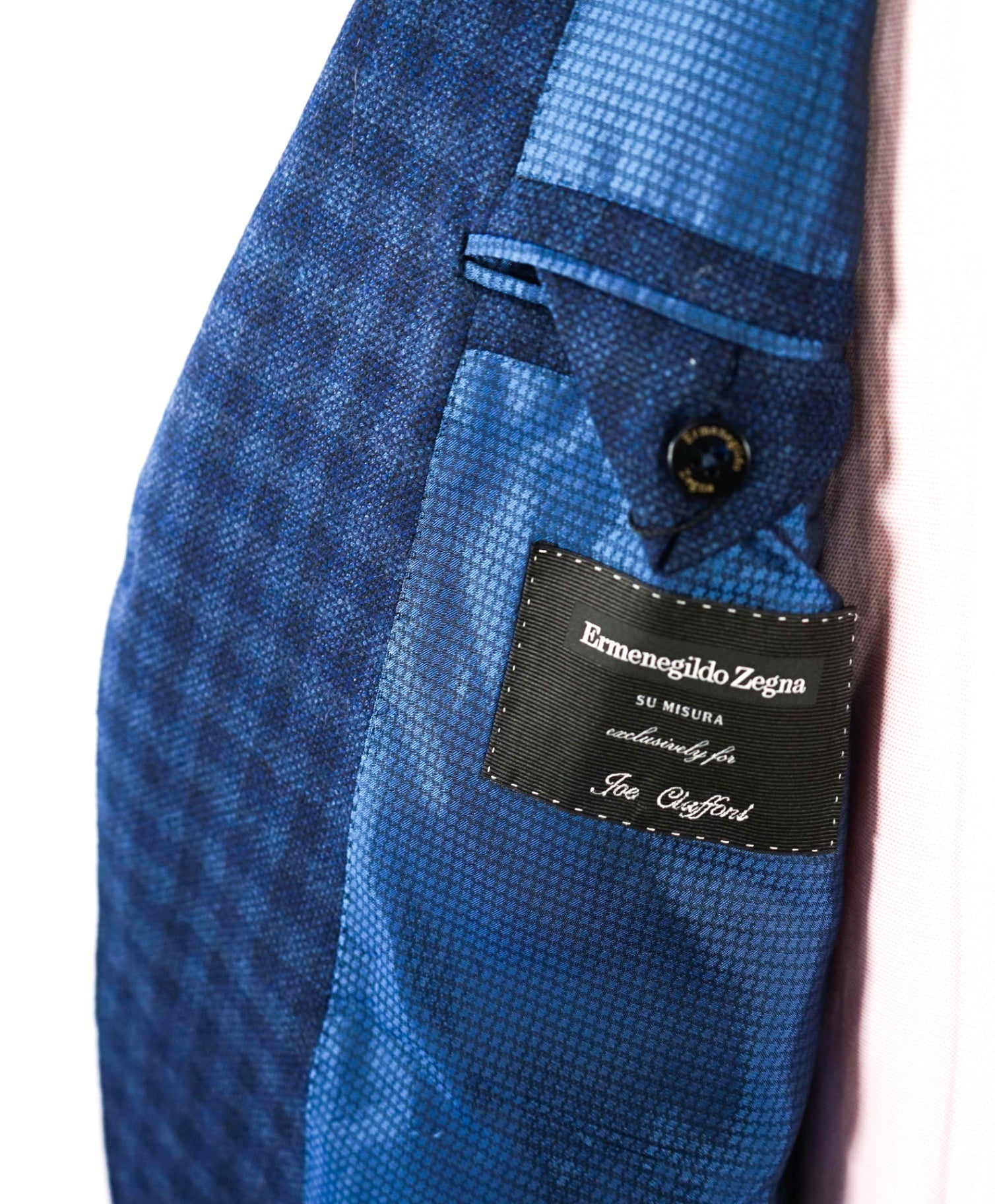 $3,695 ERMENEGILDO ZEGNA -  *Su Misura* Wool/Silk Blue Check Blazer 52L US