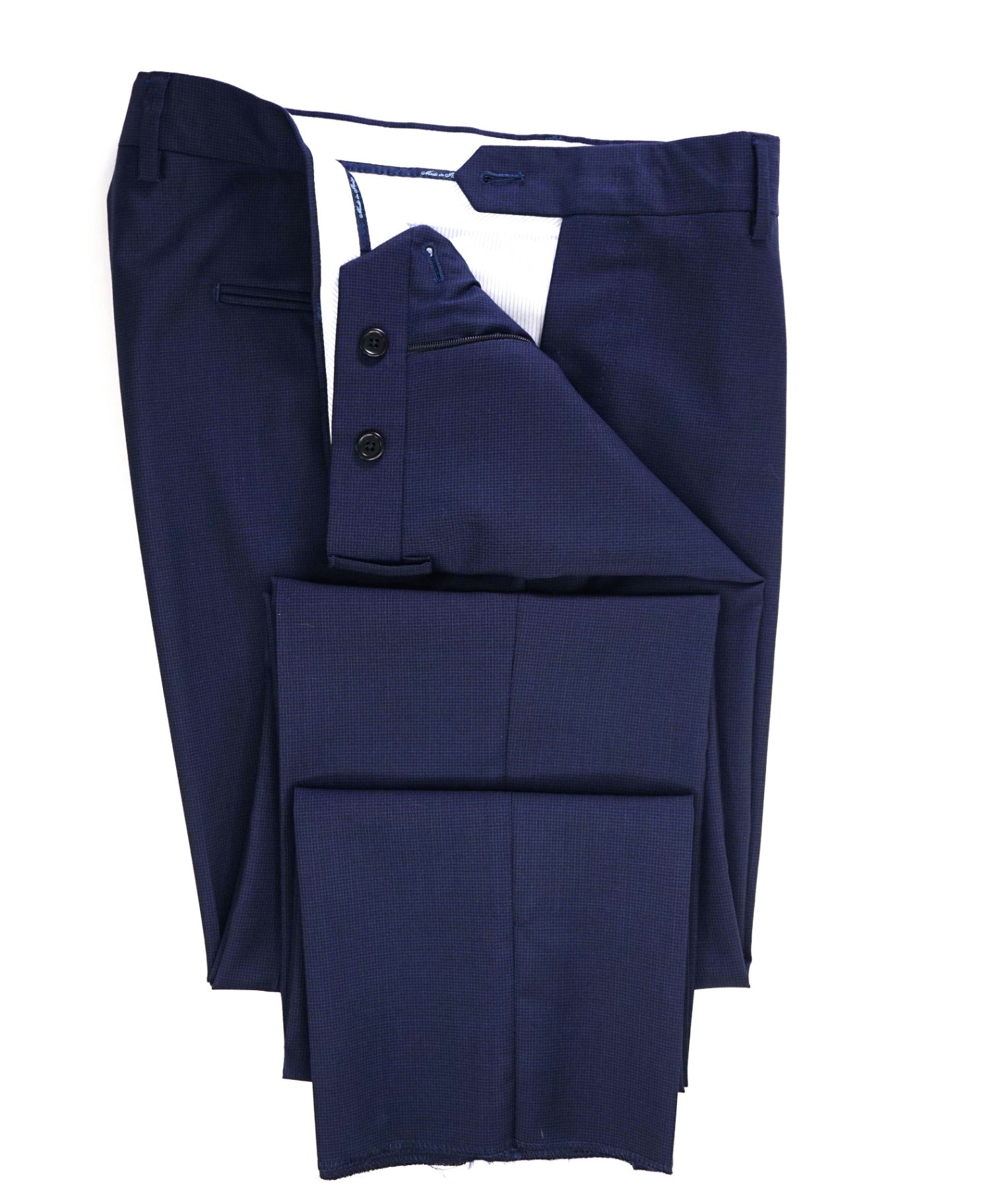$400 Saks Fifth Avenue Navy Micro check Wool Pants 35W