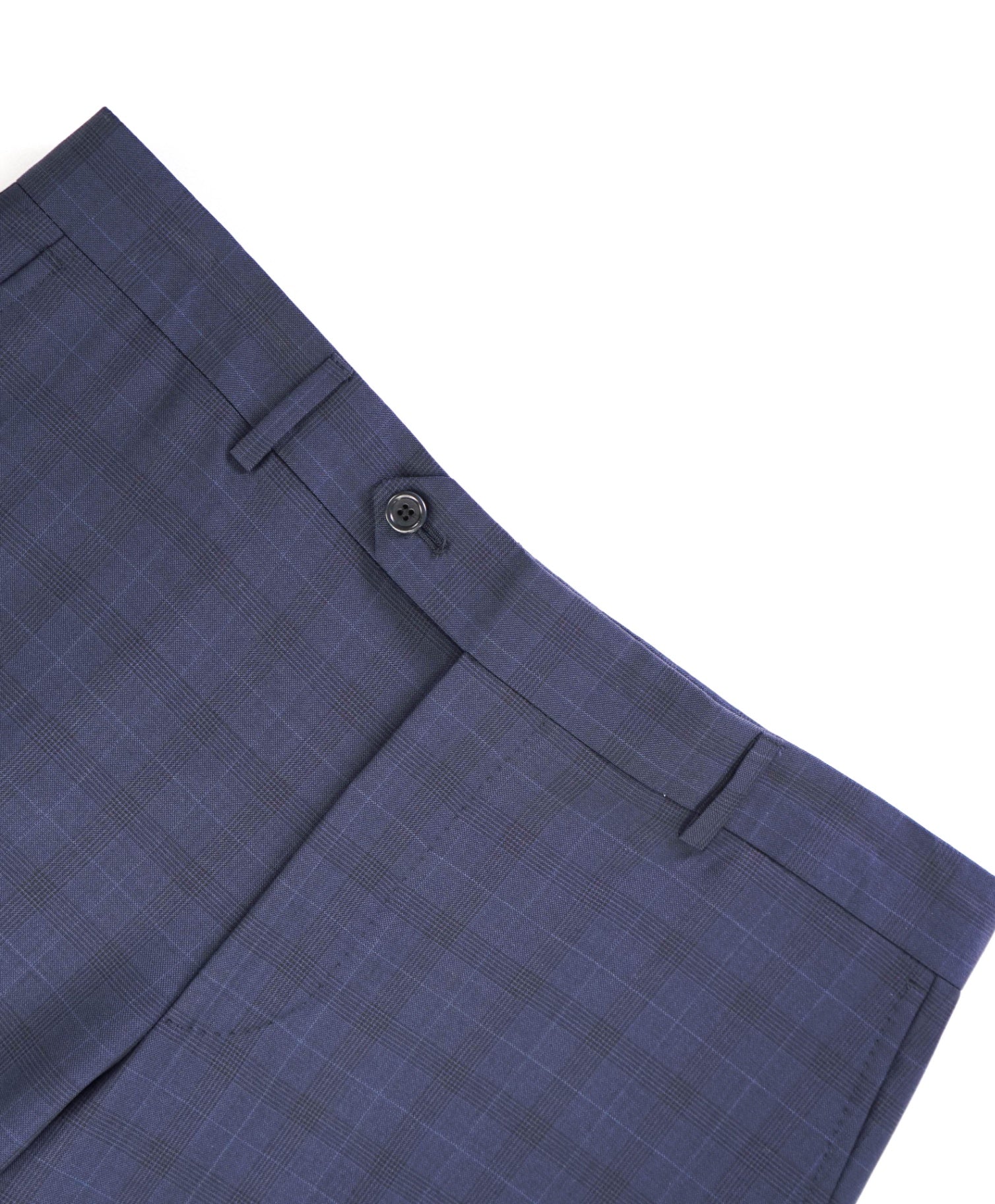 $400 Saks Fifth Avenue Navy Blue Plaid Wool Pants 34W