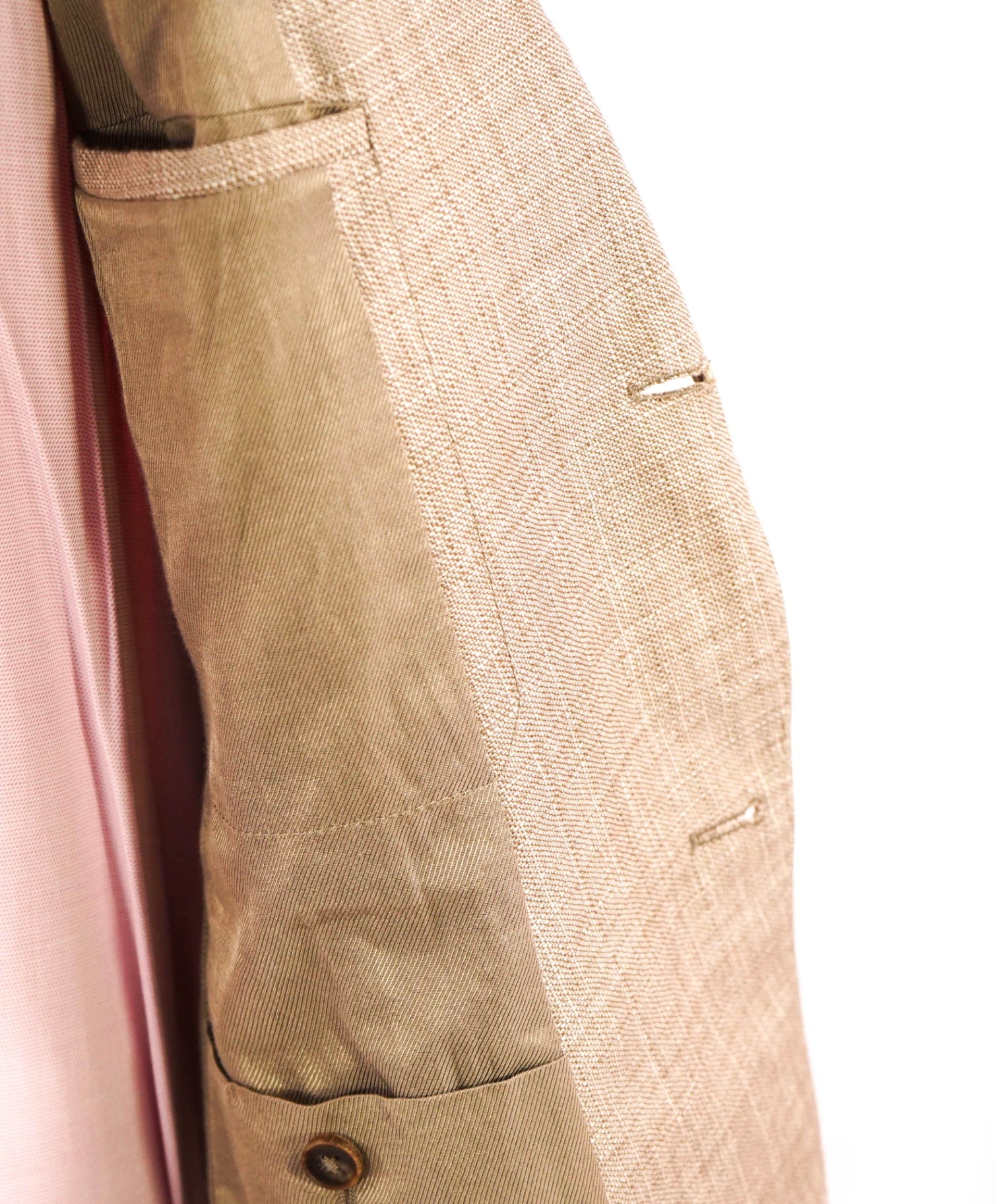 Z Zegna PATCH POCKET Solid Tan Wool/Linen Blazer 42R