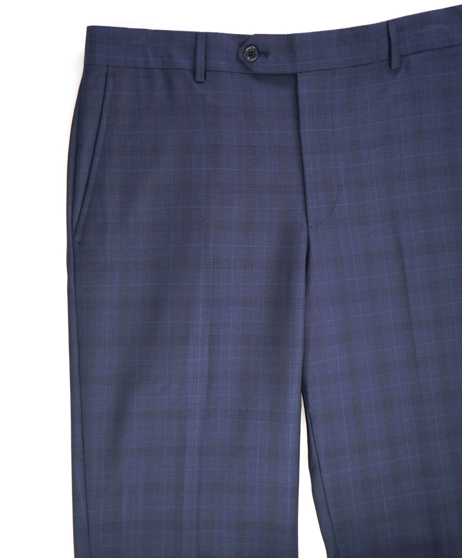 $400 Saks Fifth Avenue Navy Blue Plaid Wool Pants 34W