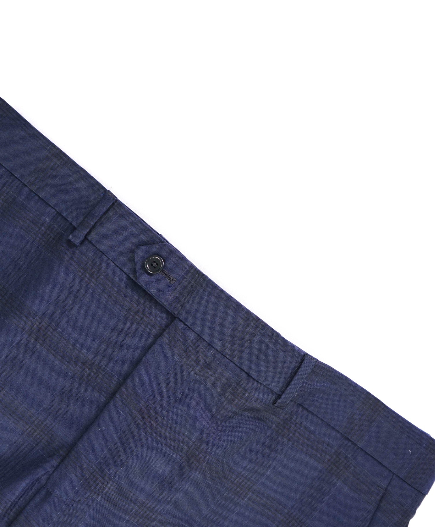 $400 Saks Fifth Avenue Navy Blue Plaid Wool Pants 36W