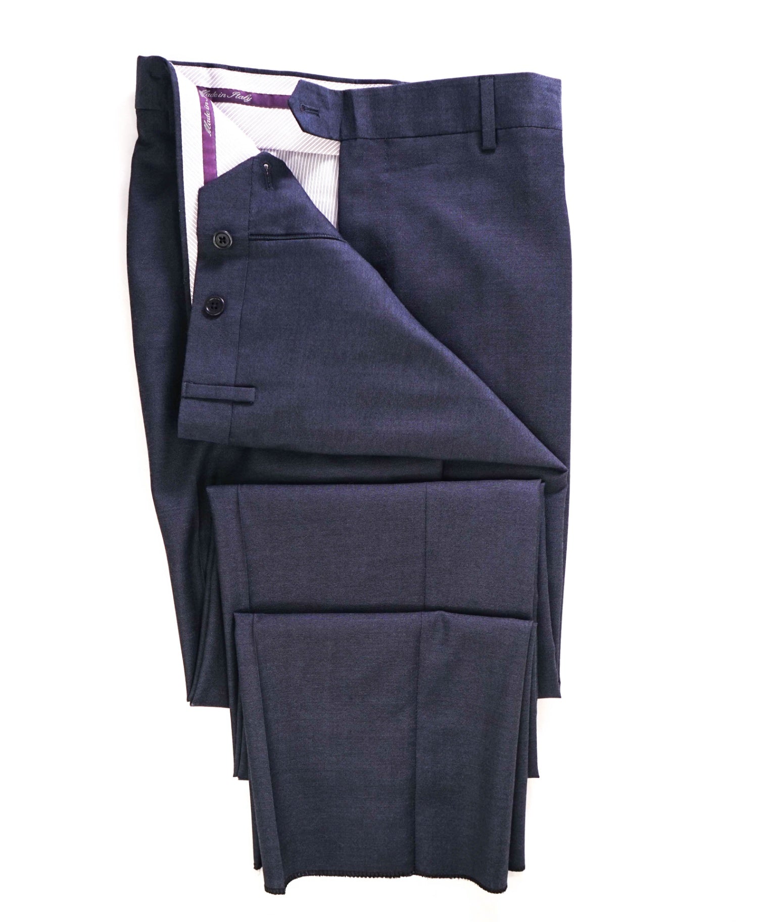 $400 Saks Fifth Avenue Solid Navy Blue Wool Pants 36W