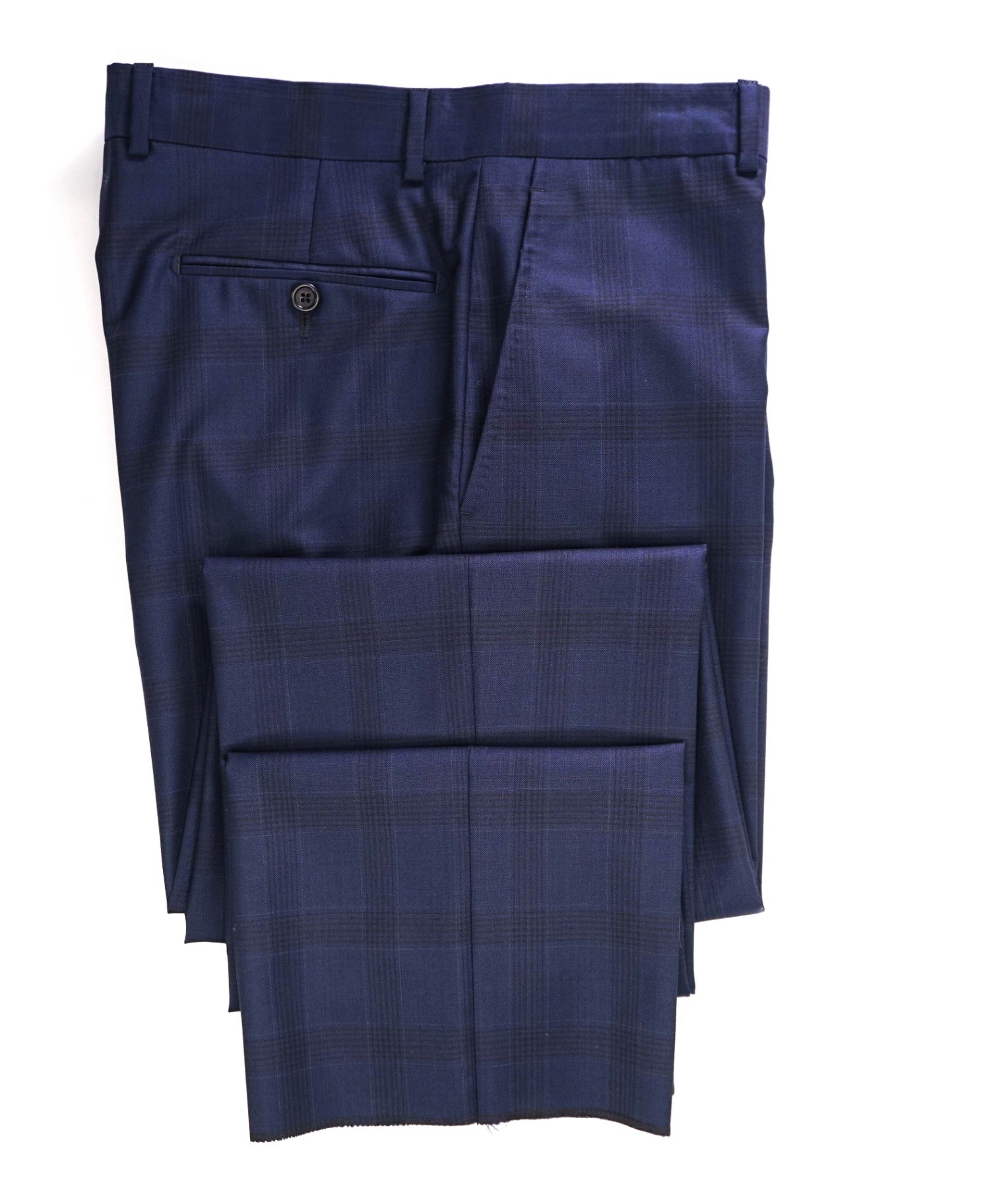 $400 Saks Fifth Avenue Navy Blue Plaid Wool Pants 36W