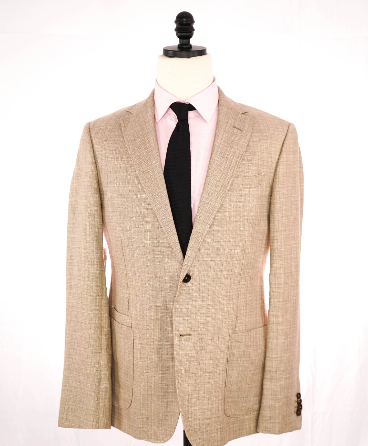 Z Zegna PATCH POCKET Solid Tan Wool/Linen Blazer 42R