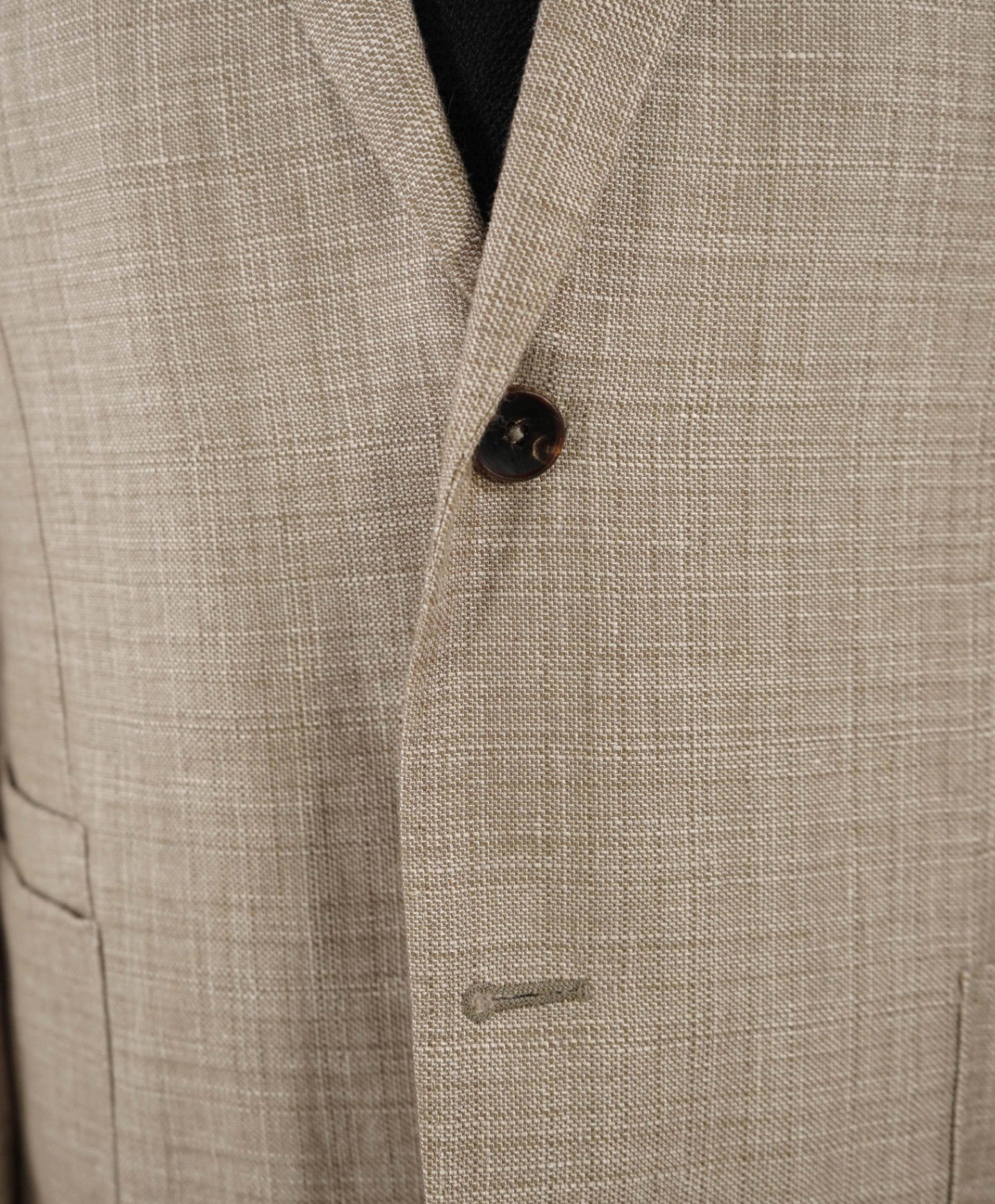 Z Zegna PATCH POCKET Solid Tan Wool/Linen Blazer 42R