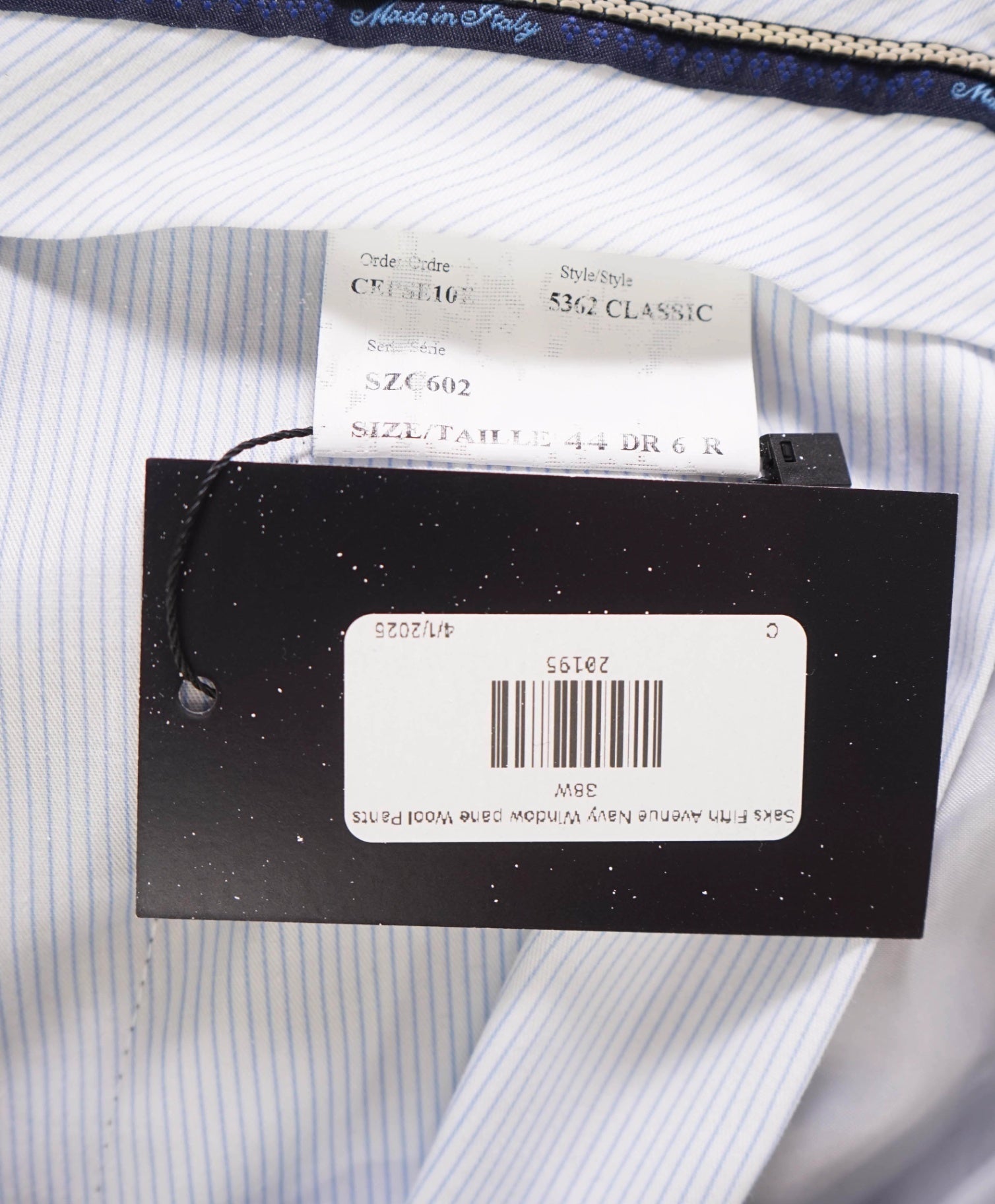 $400 Saks Fifth Avenue Navy Window pane Wool Pants 38W