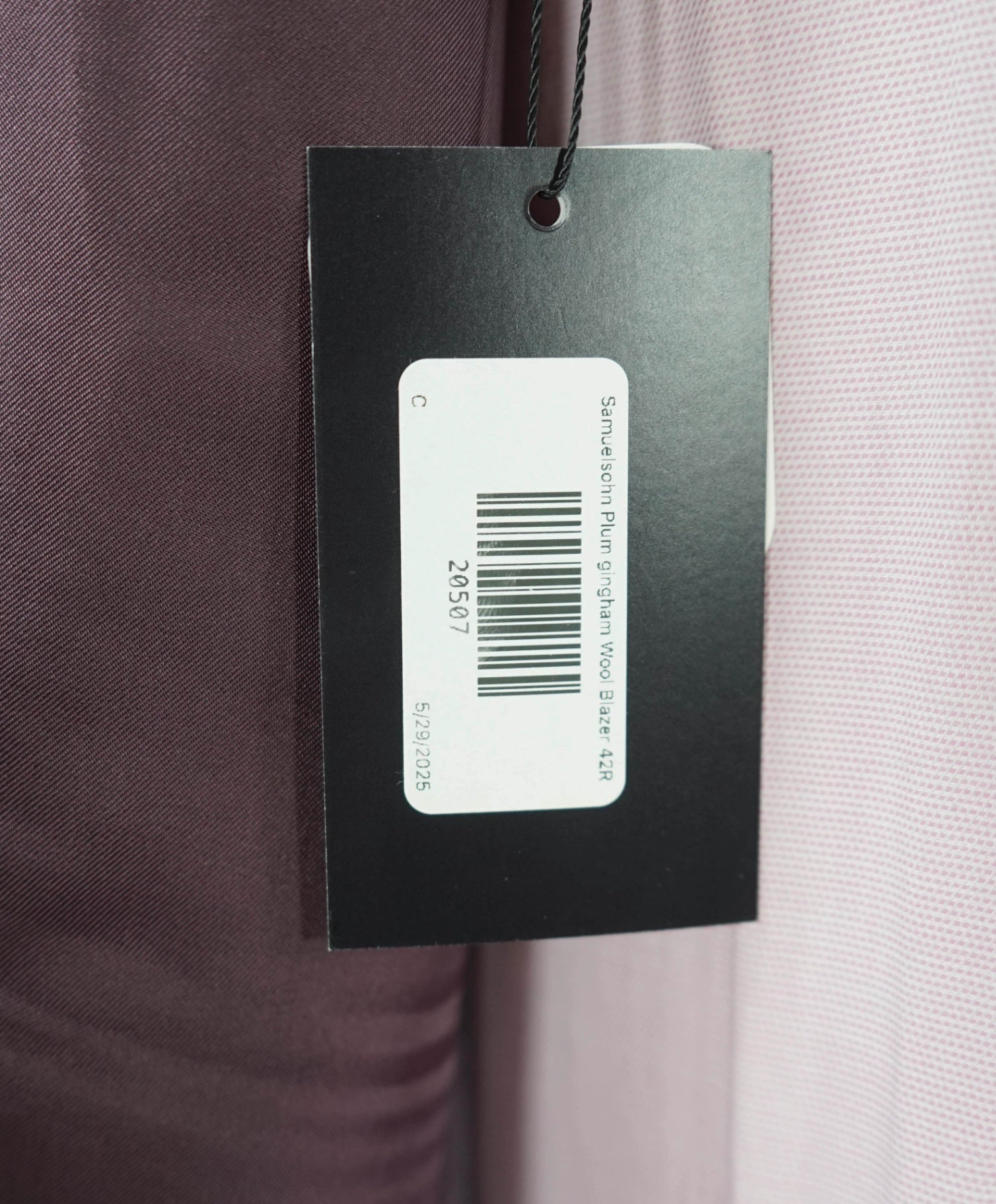 $995 Samuelsohn Plum gingham Wool Blazer 42R