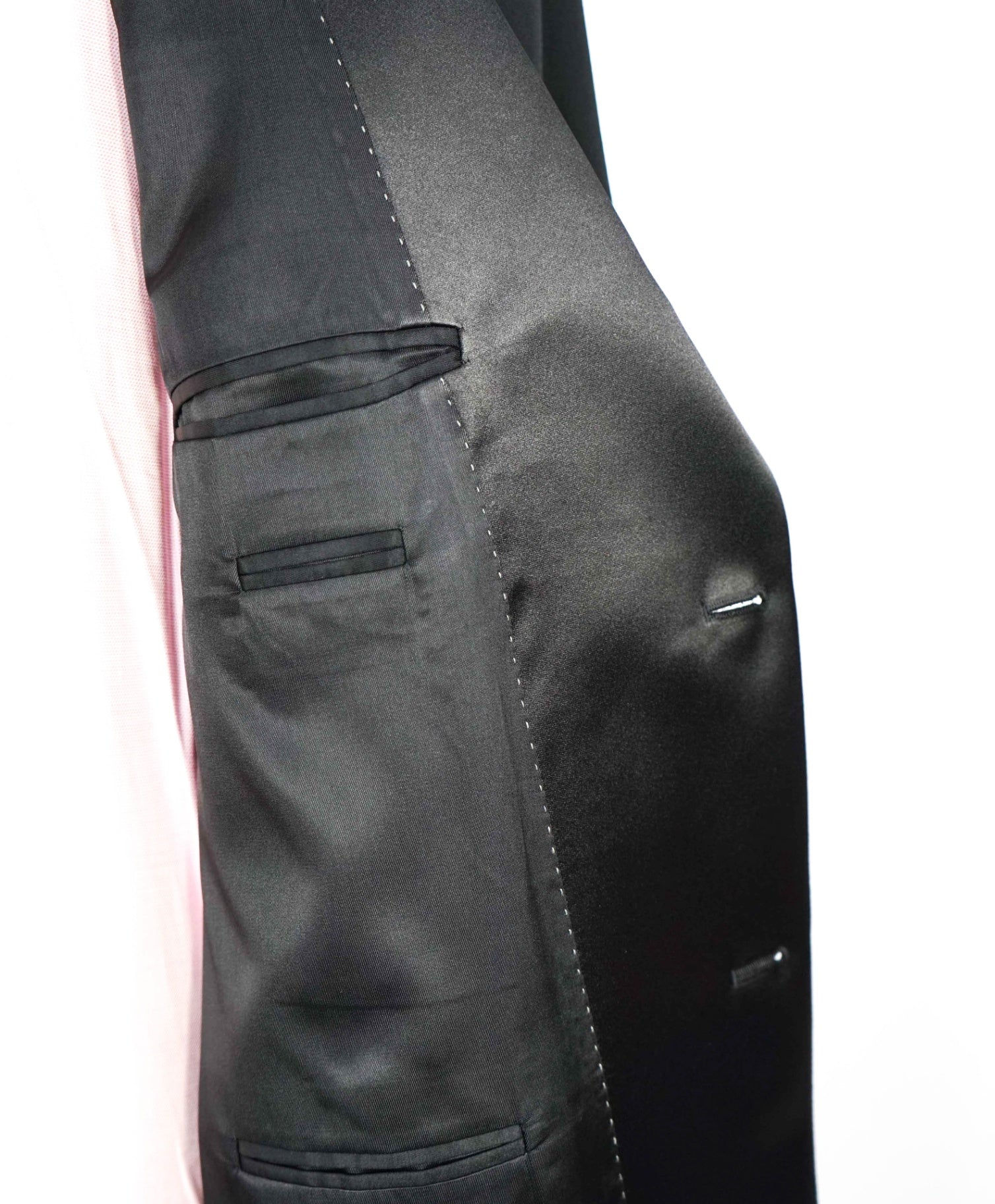 IKE evening "Super 120'S" Black Satin Lapel Wool 1-pc Blazer 48L