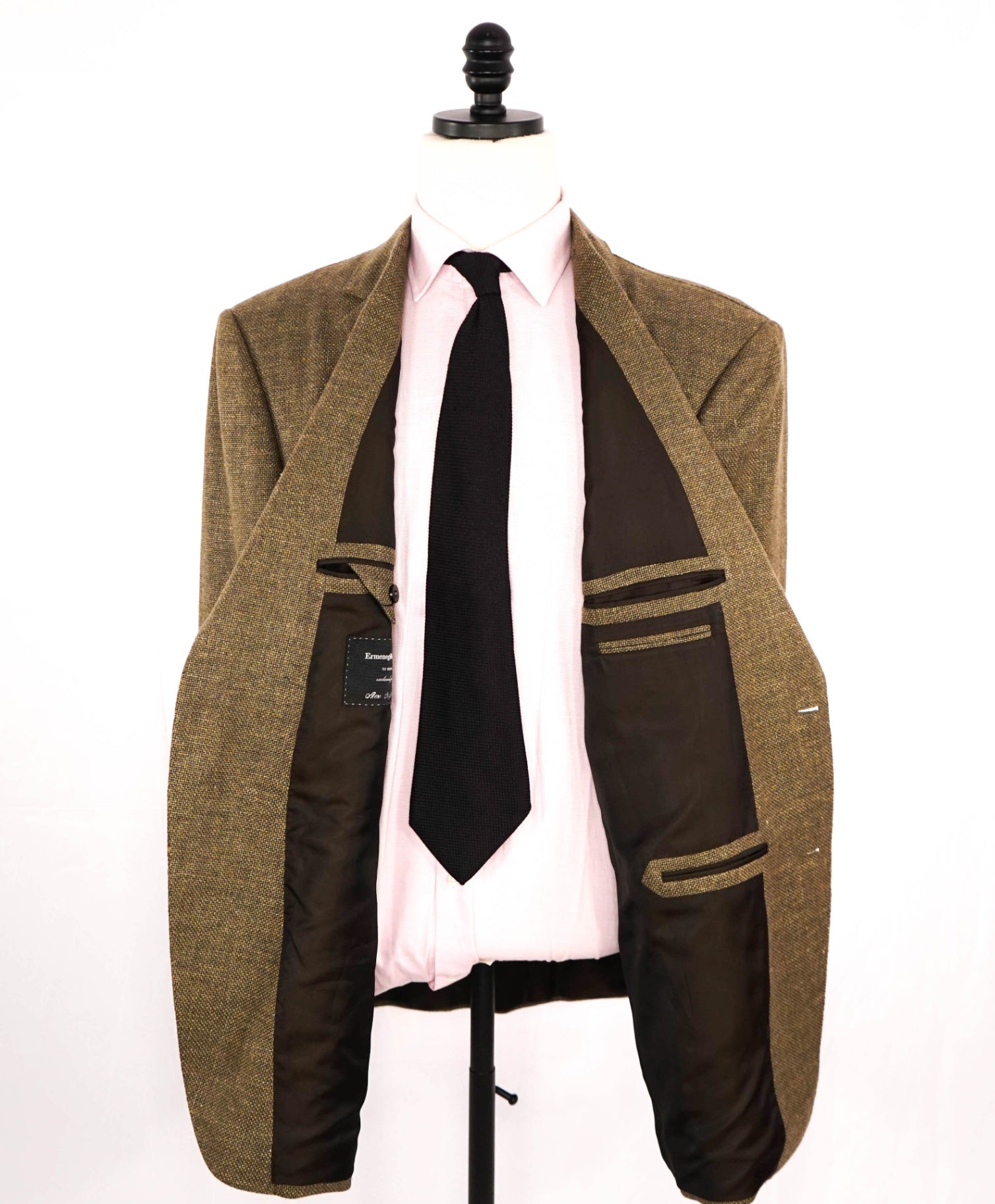 $3,695 ERMENEGILDO ZEGNA - *SU MISURA* Gold/Brown Wool/Linen Blazer 52R