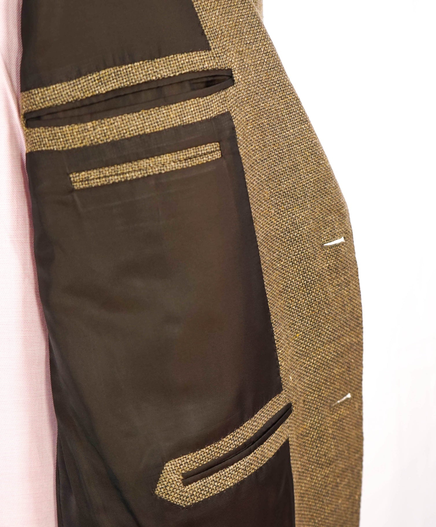 $3,695 ERMENEGILDO ZEGNA - *SU MISURA* Gold/Brown Wool/Linen Blazer 52R