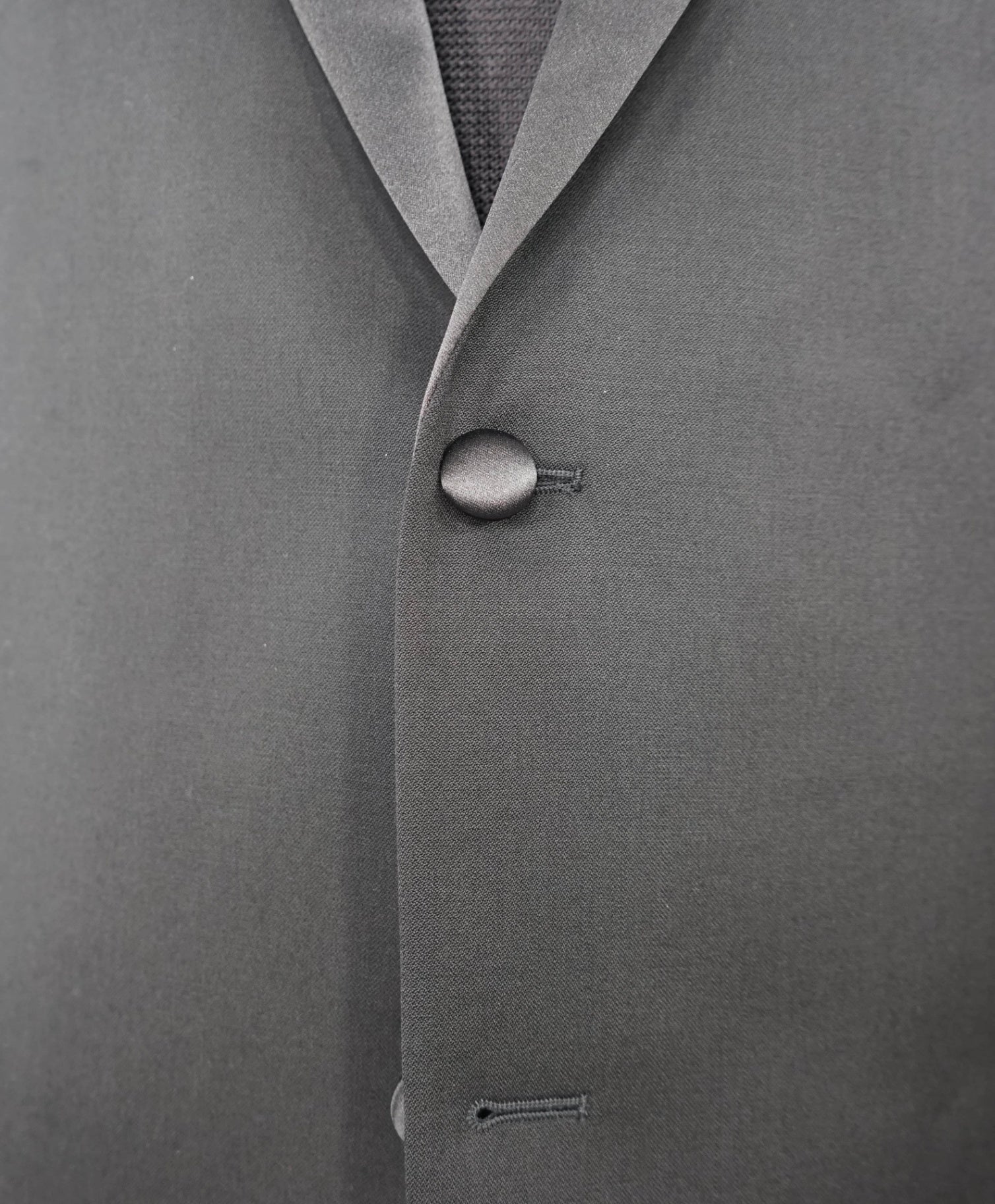 IKE evening "Super 120'S" Black Satin Lapel Wool 1-pc Blazer 48L