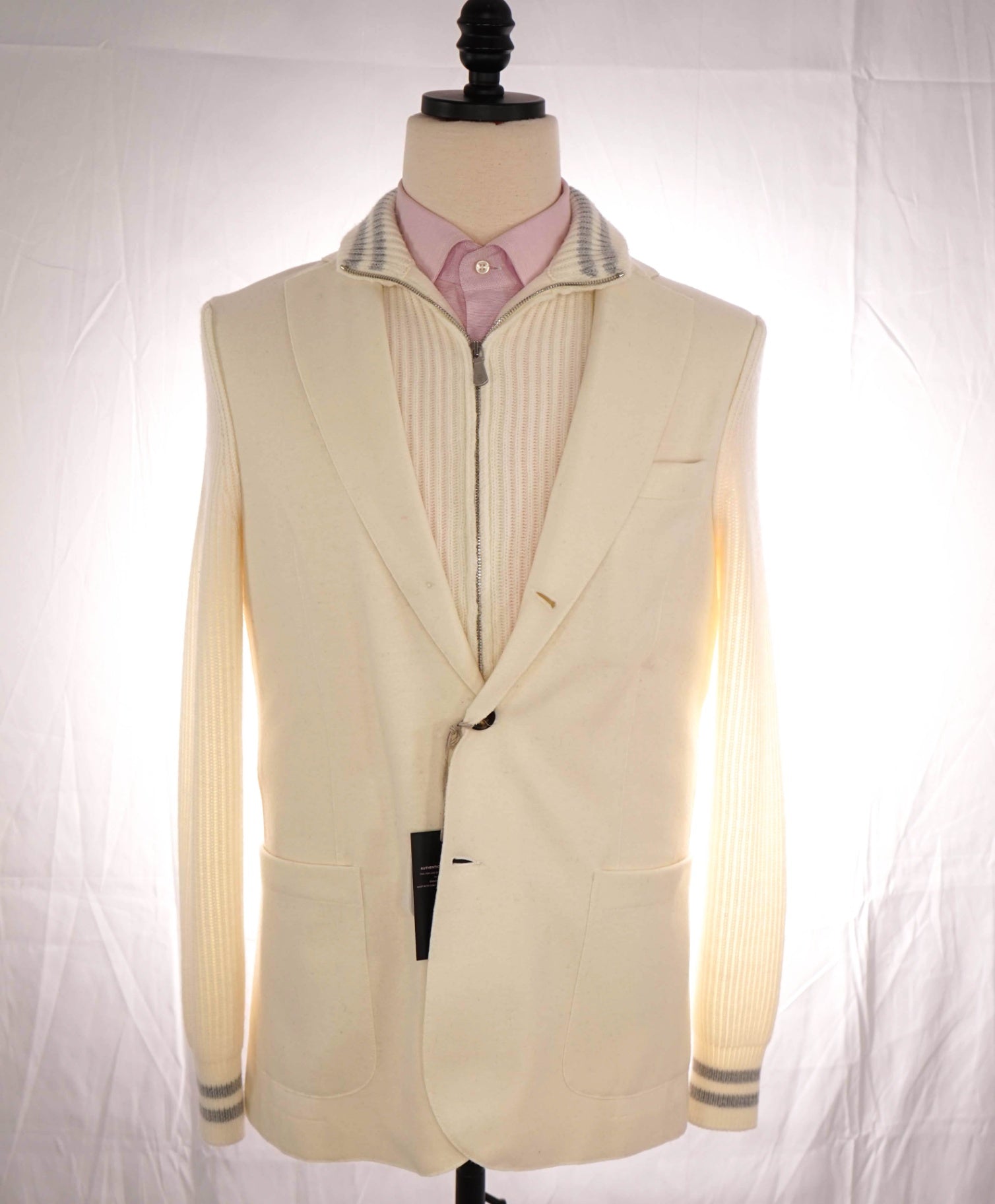 $2,295 Eleventy Blazer Knit Sweater Insert Zipper Blazer - Small