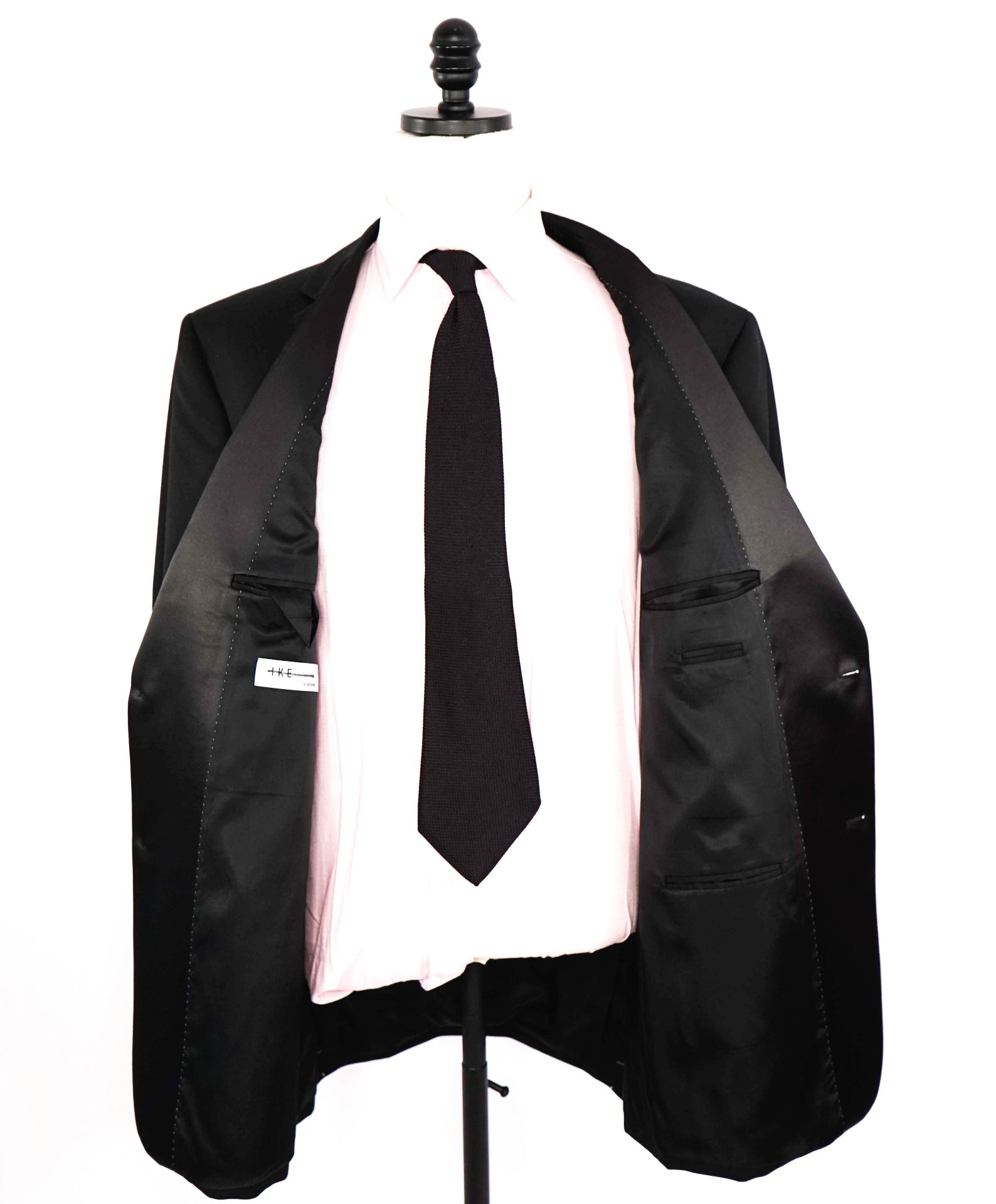 IKE evening "Super 120'S" Black Satin Lapel Wool 1-pc Blazer 48L