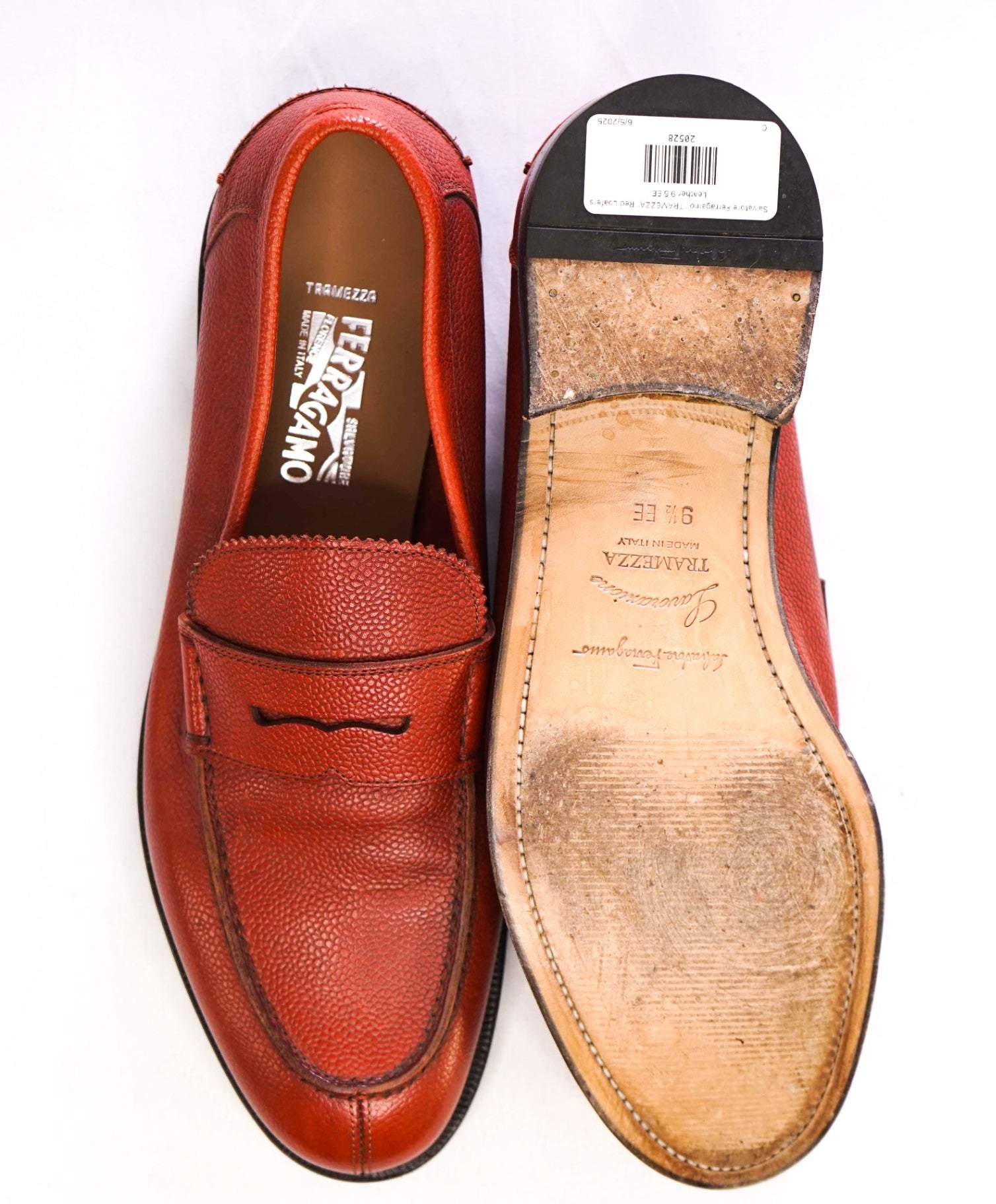 $1,295 Salvatore Ferragamo "TRAMEZZA" Carmel Brown Loafers 9.5 EE