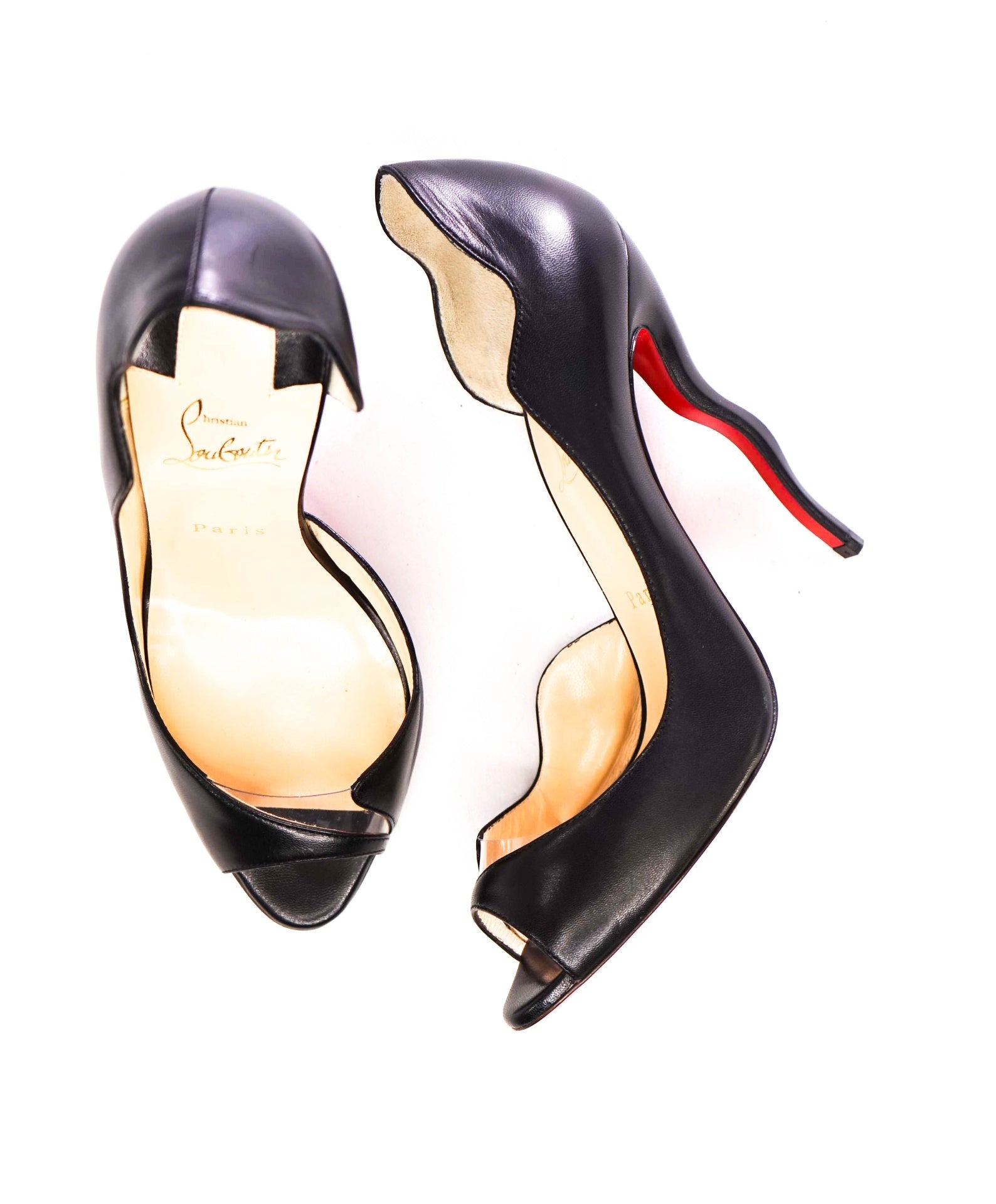 $995 Christian Louboutin "DEEPIK 120" Black High Heels Leather 39.5 EU