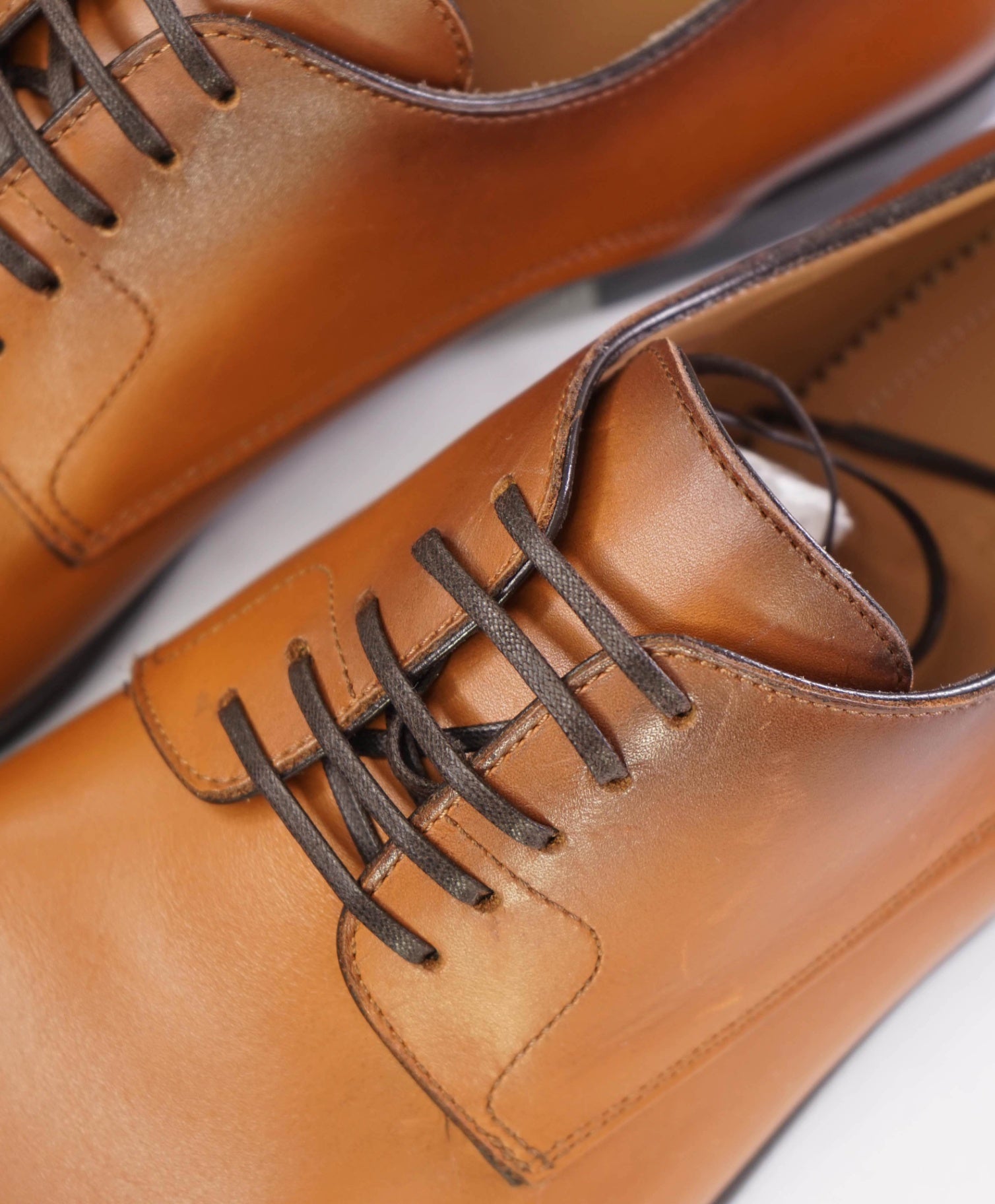 $880 Ferragamo "FOSCO" Brown Derbies Leather Footwear US 10.5