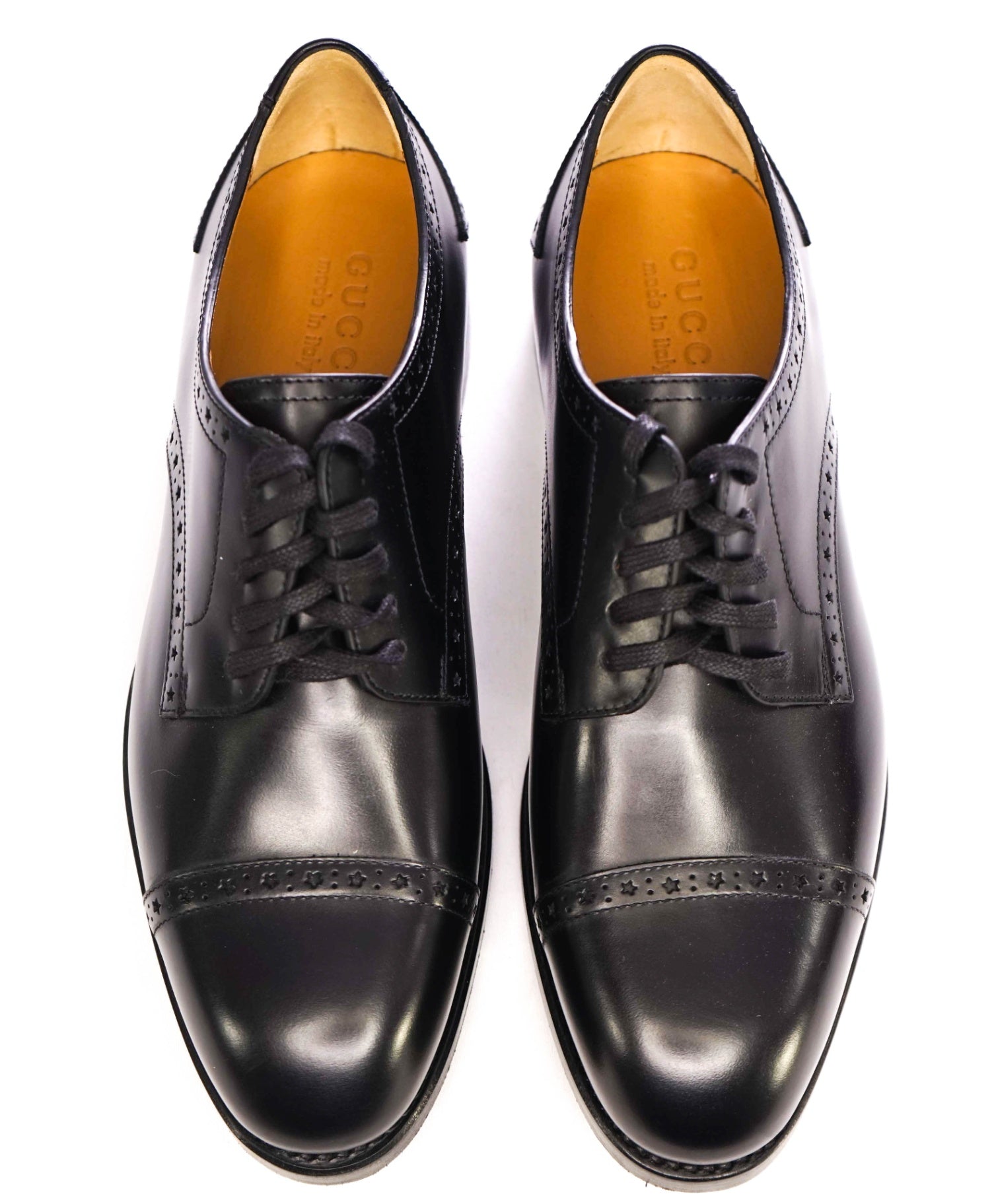 $1,200 GUCCI Black Derbies Oxfords Leather GOODYEAR US 8.5 (8G)