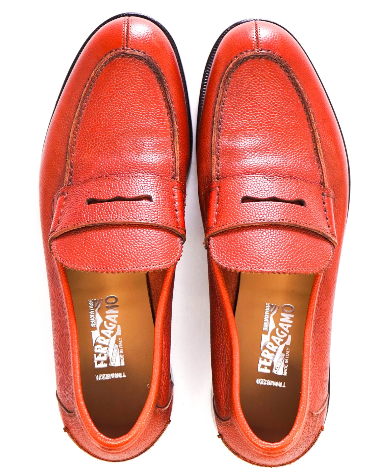 $1,295 Salvatore Ferragamo "TRAMEZZA" Carmel Brown Loafers 9.5 EE