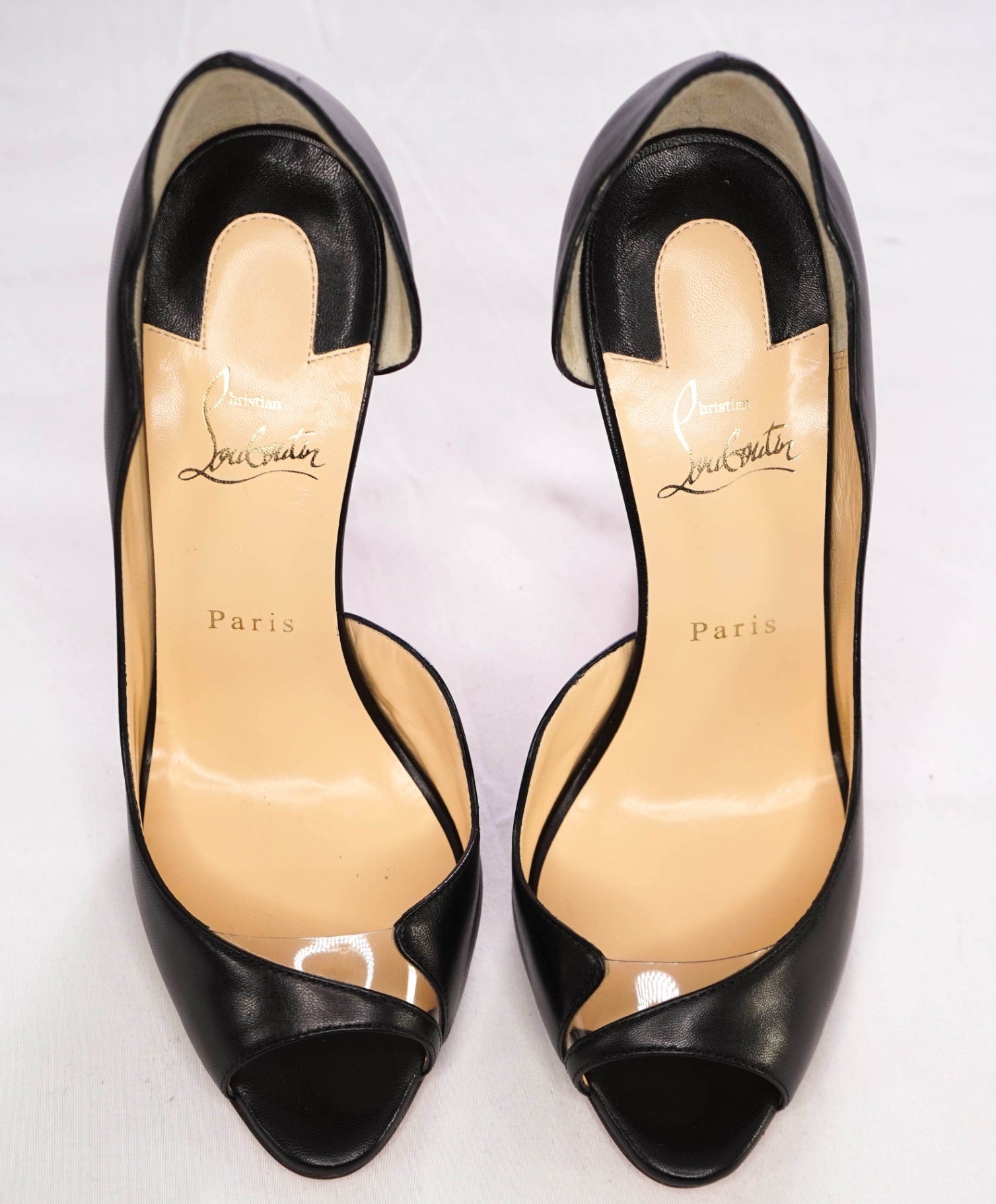$995 Christian Louboutin "DEEPIK 120" Black High Heels Leather 39.5 EU