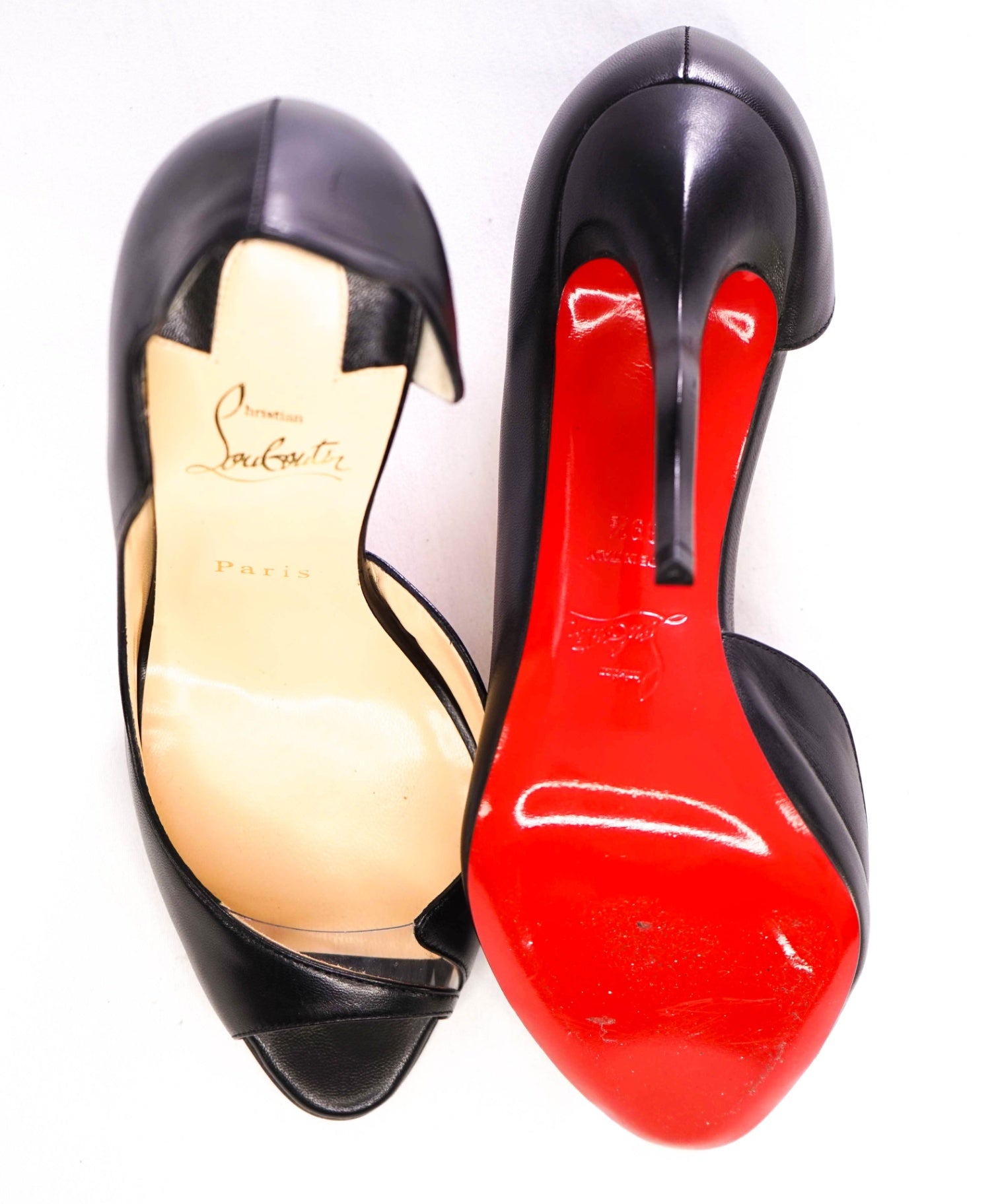 $995 Christian Louboutin "DEEPIK 120" Black High Heels Leather 39.5 EU